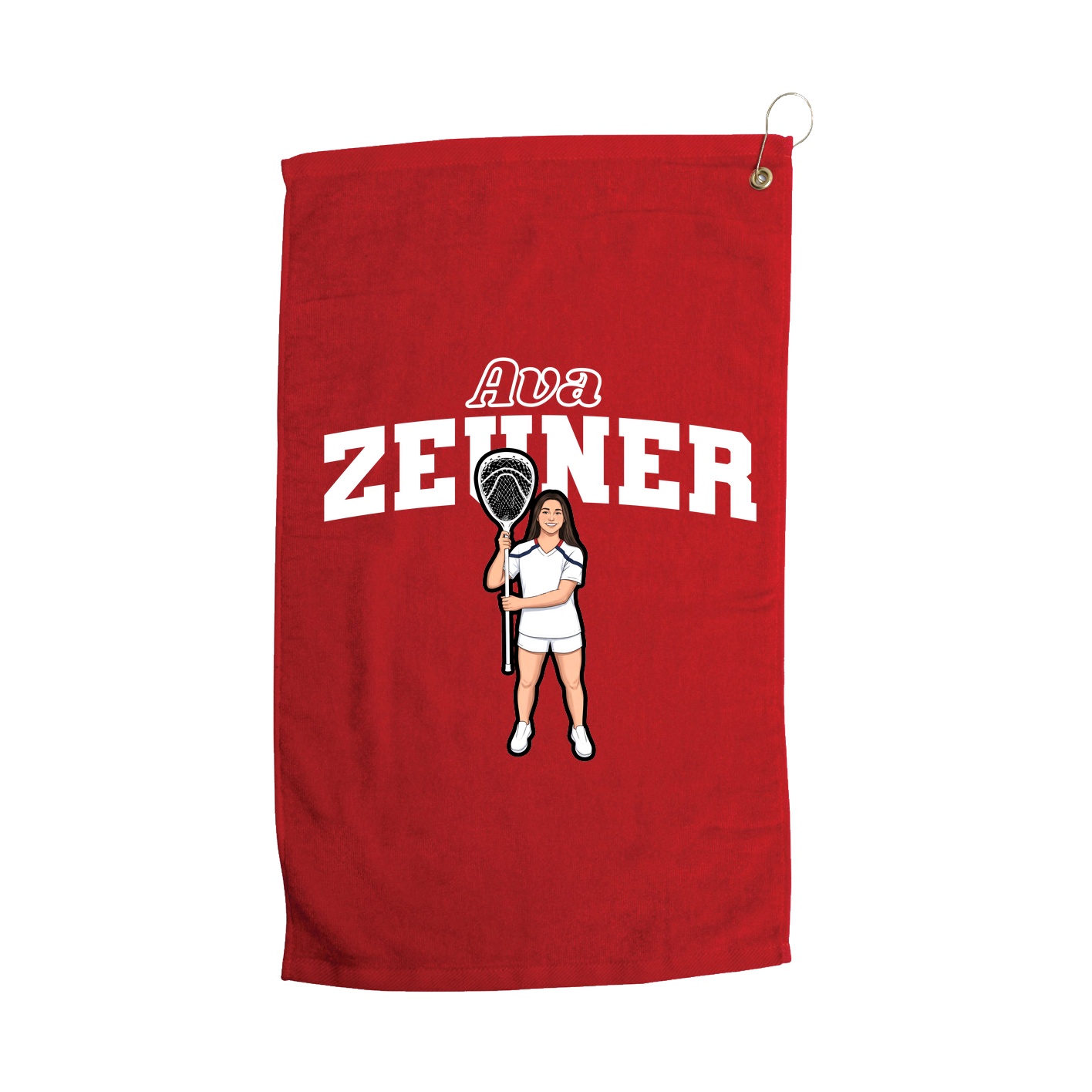 Golf Towel — Name Arch in Red