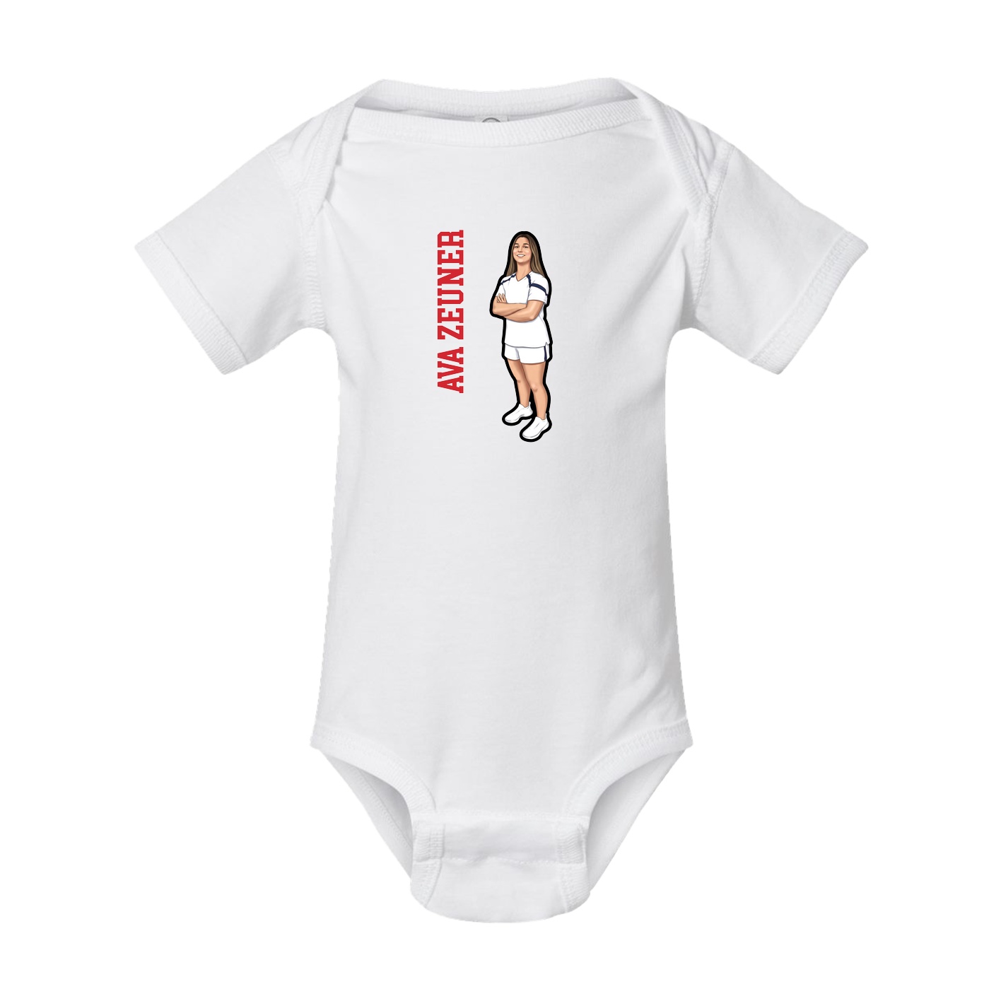 Baby Onesie — Name Vertical in White