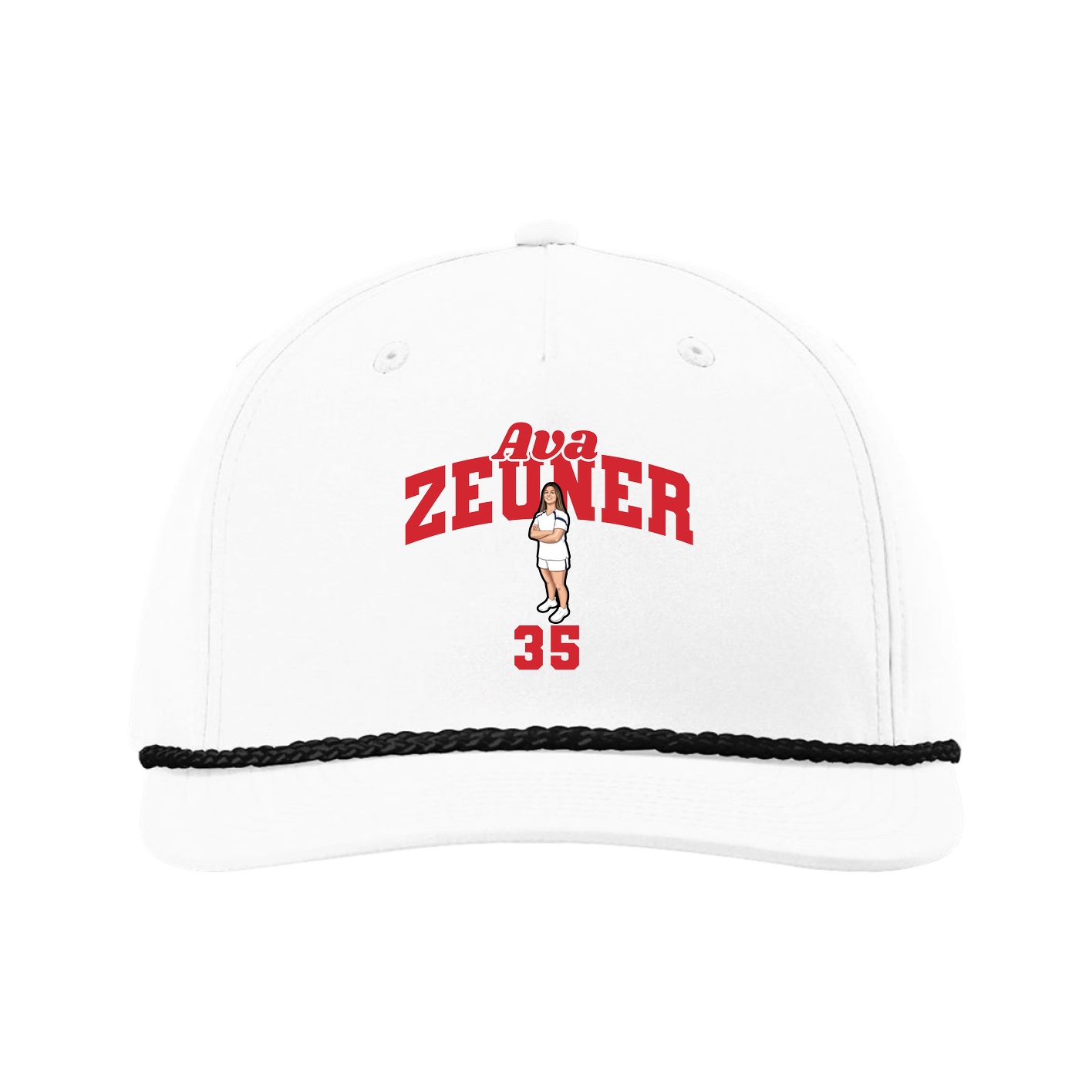 Five-Panel Classic Rope Cap — Signature Arch in White