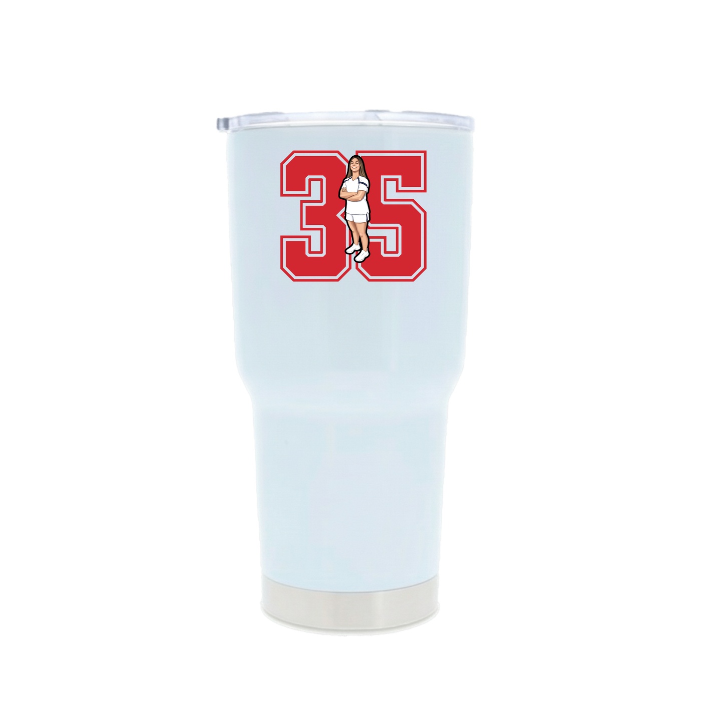 30oz Stainless Steel Tumbler — Number in White