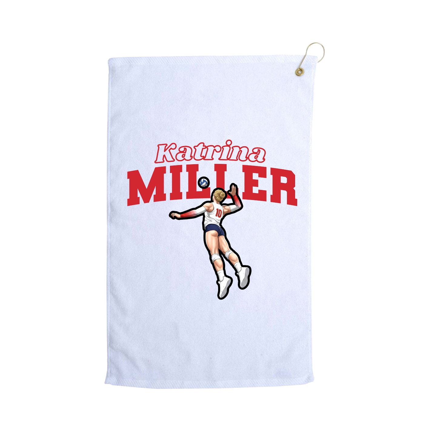 Golf Towel — Name Arch in White