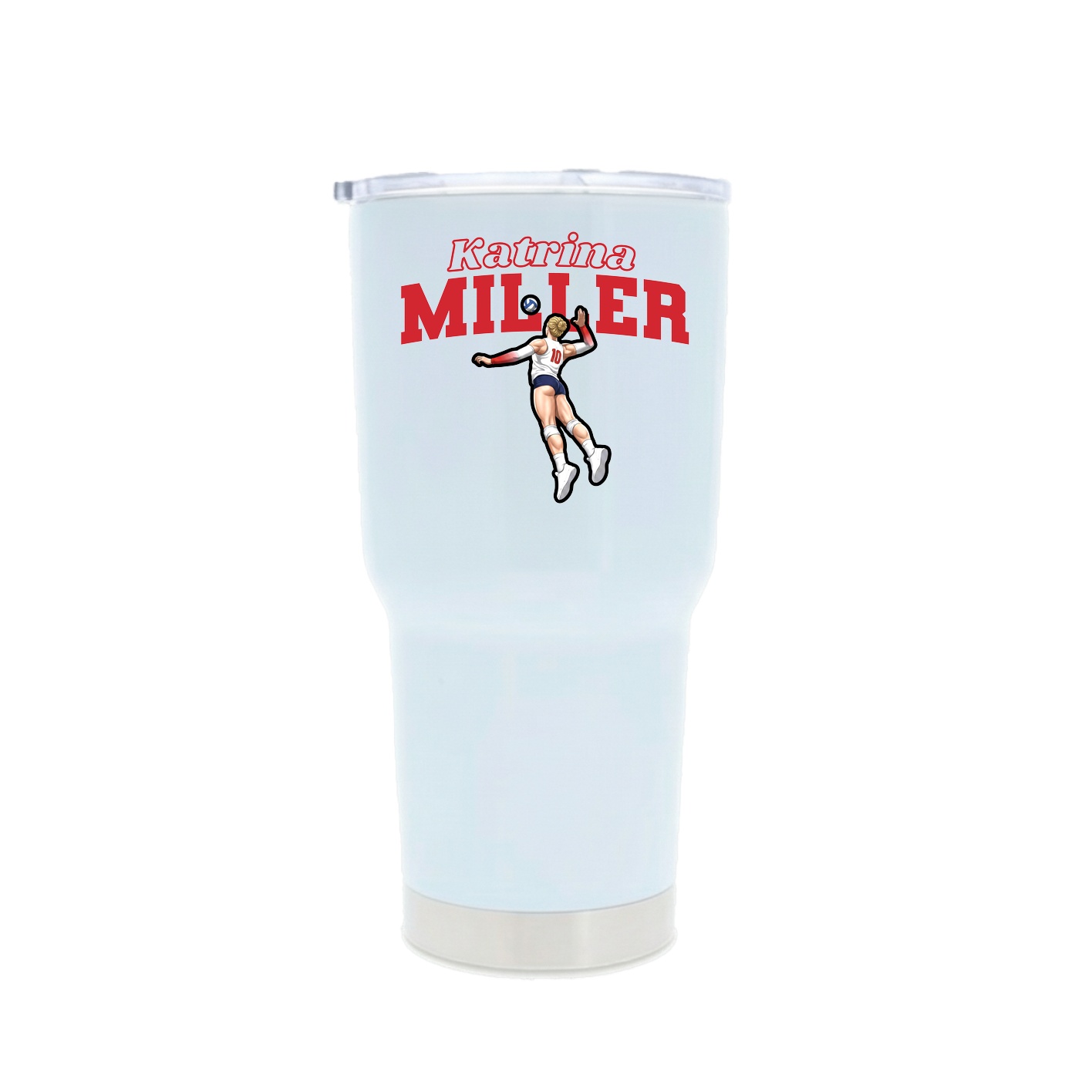 30oz Stainless Steel Tumbler — Name Arch in White