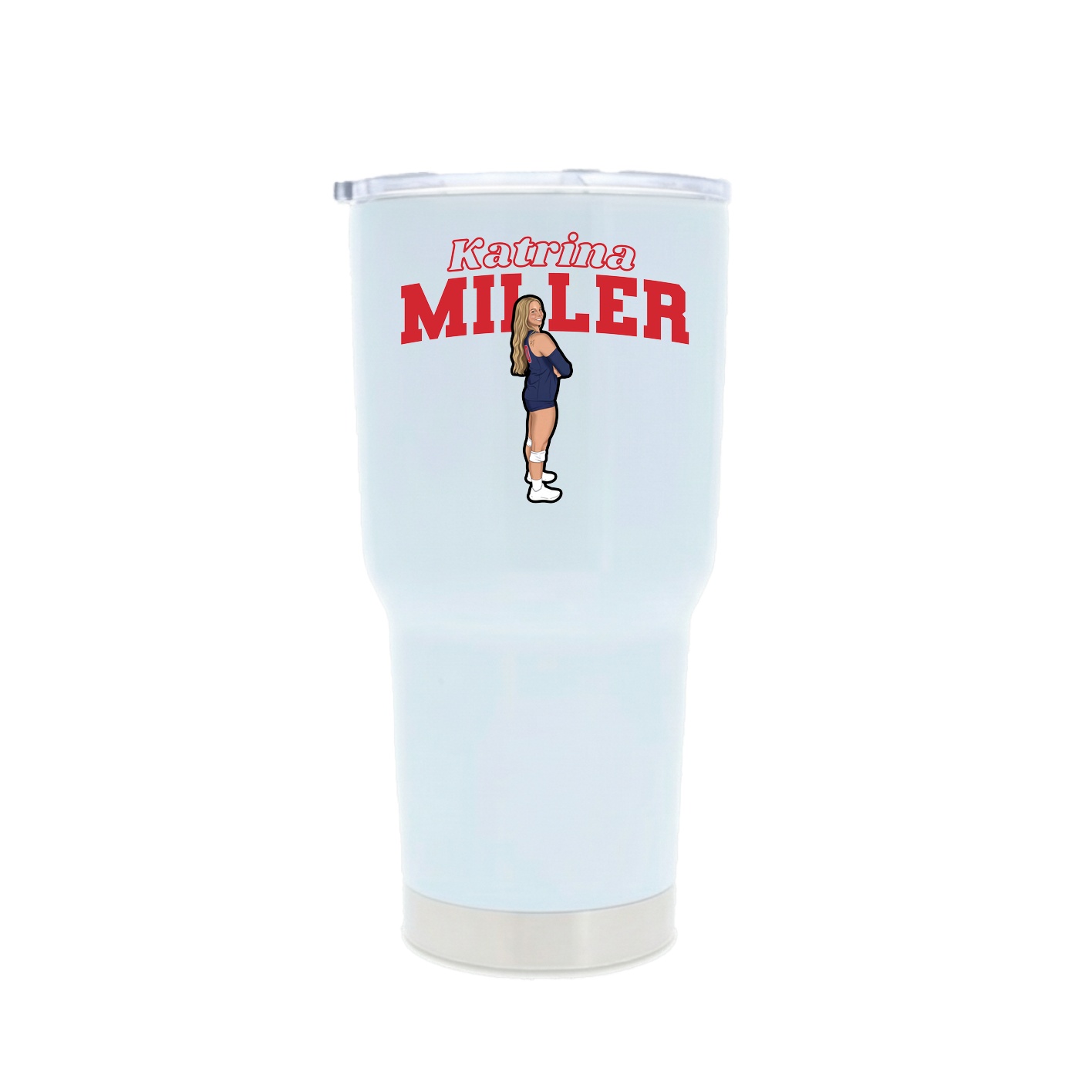 30oz Stainless Steel Tumbler — Name Arch in White