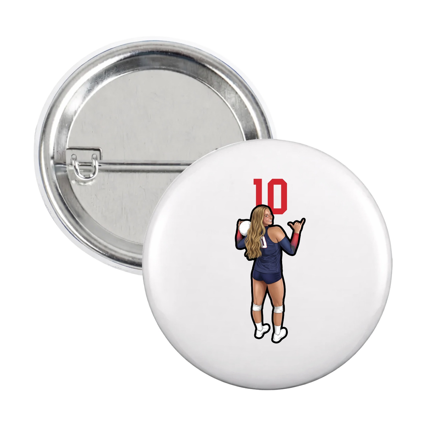 Game Day Button — Number Top in White
