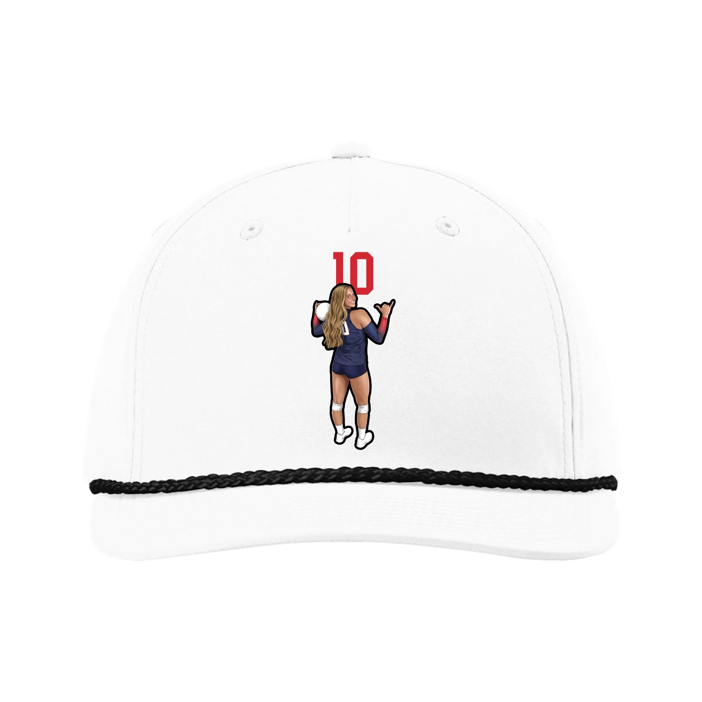 Five-Panel Classic Rope Cap — Number Top in White