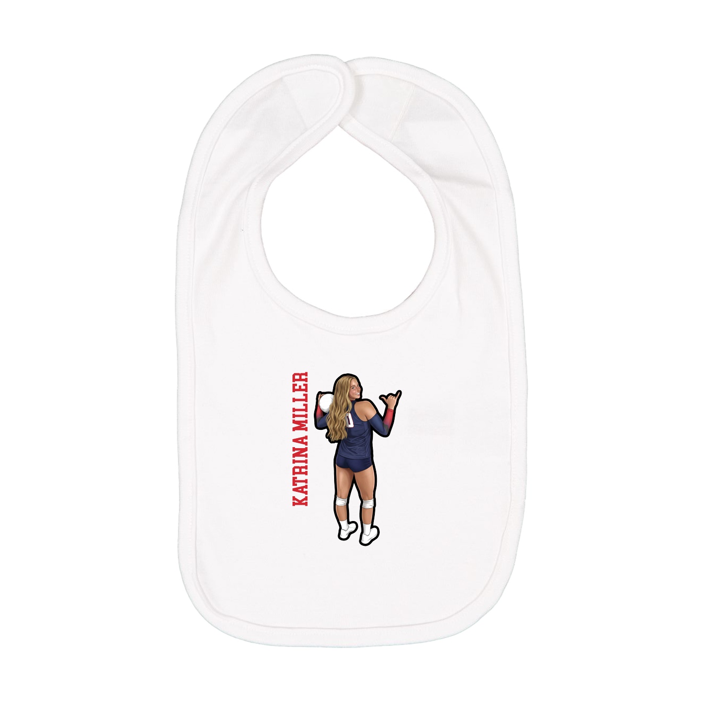 Infant Bib — Name Vertical in White