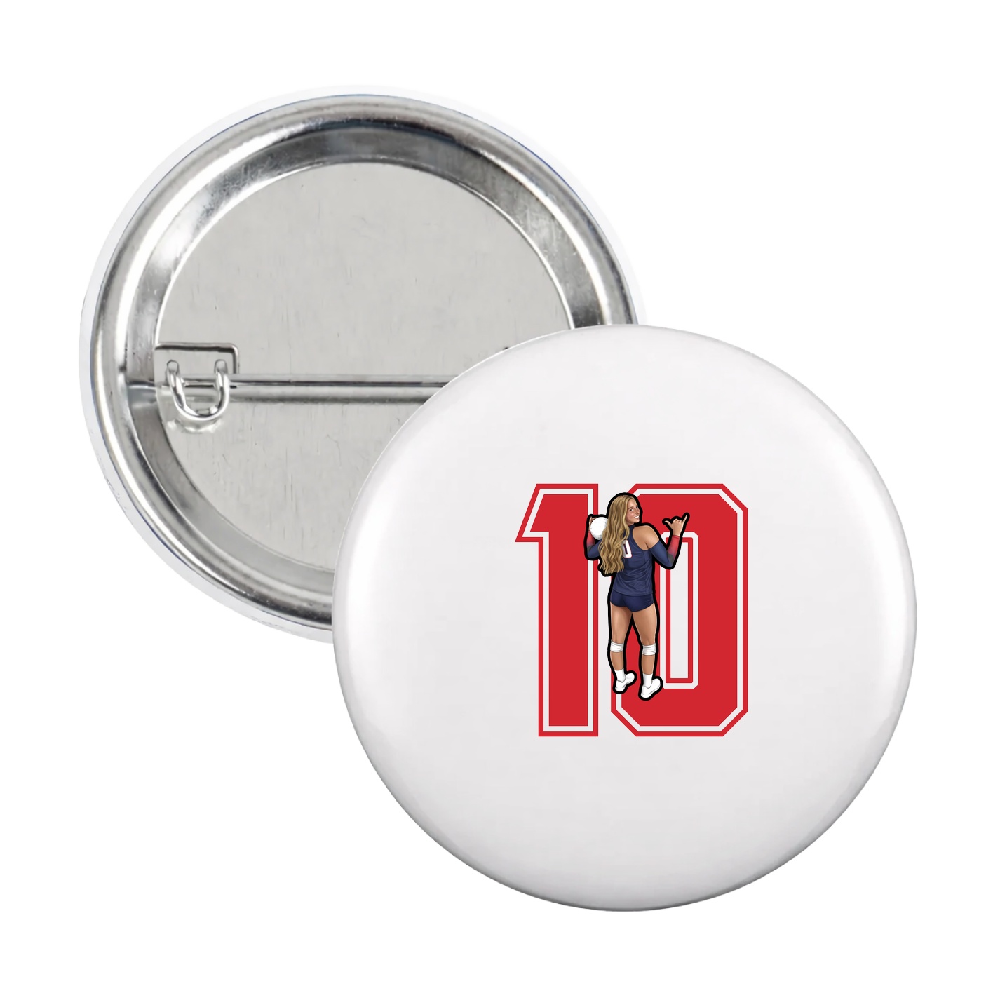Game Day Button — Number in White