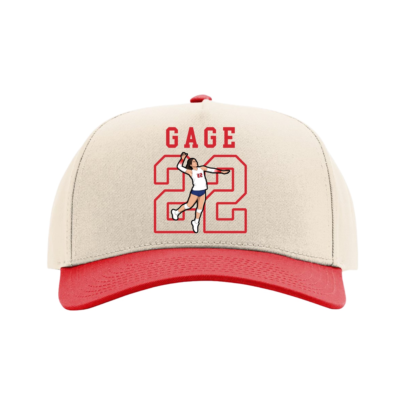 Full Fabric Five-Panel Champ Cap — Shirsey in Cream/Red