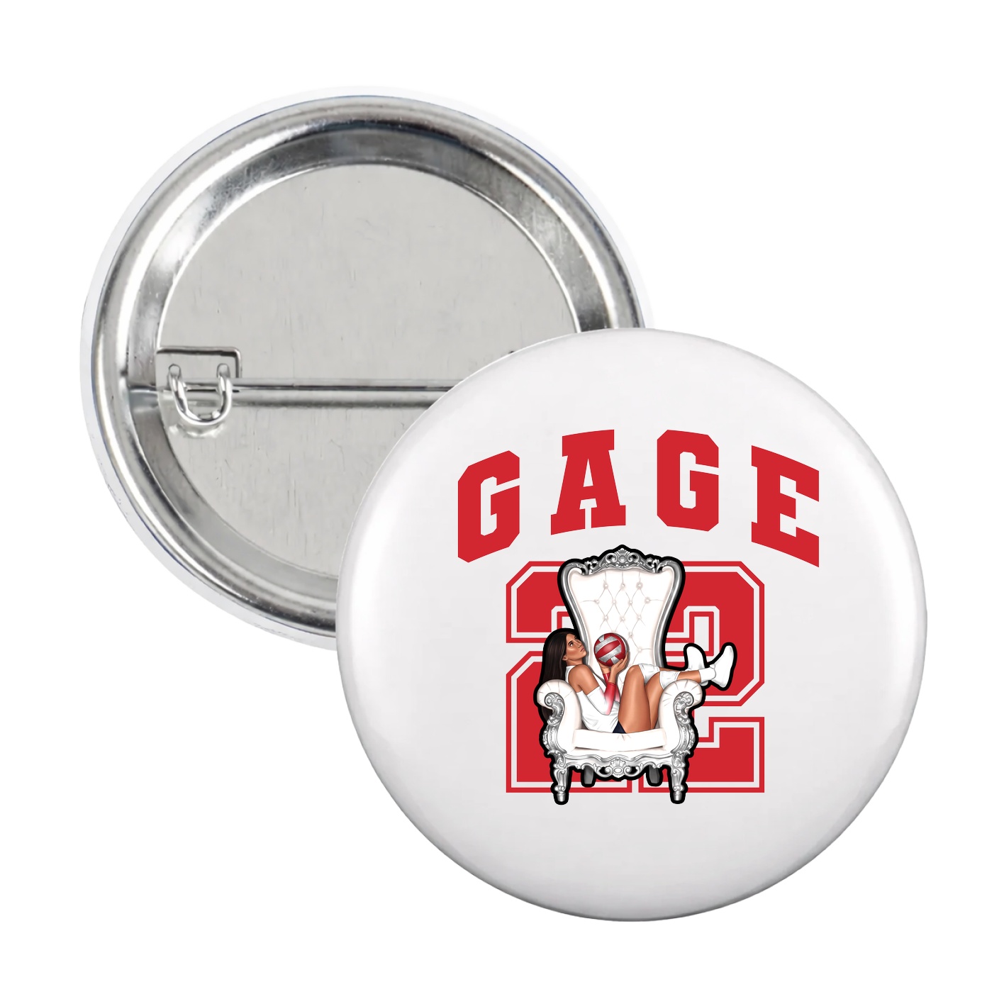 Game Day Button — Number in White