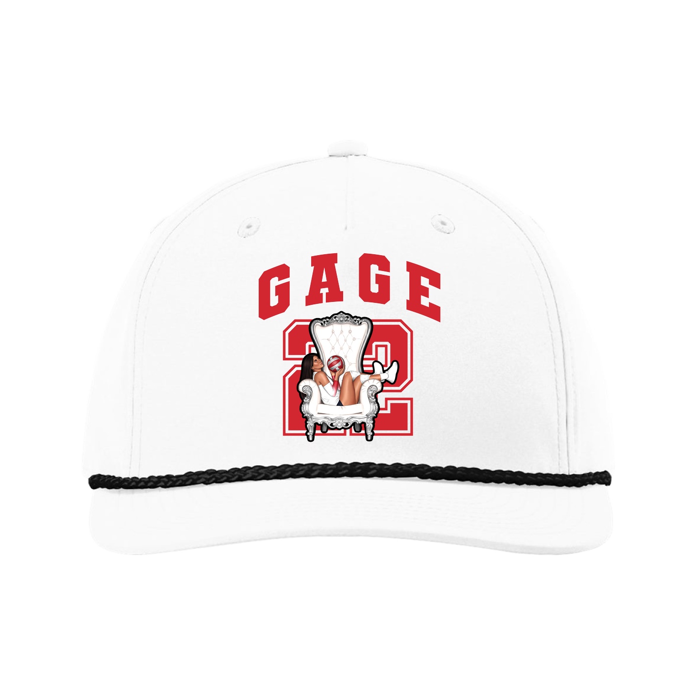 Five-Panel Classic Rope Cap — Number in White