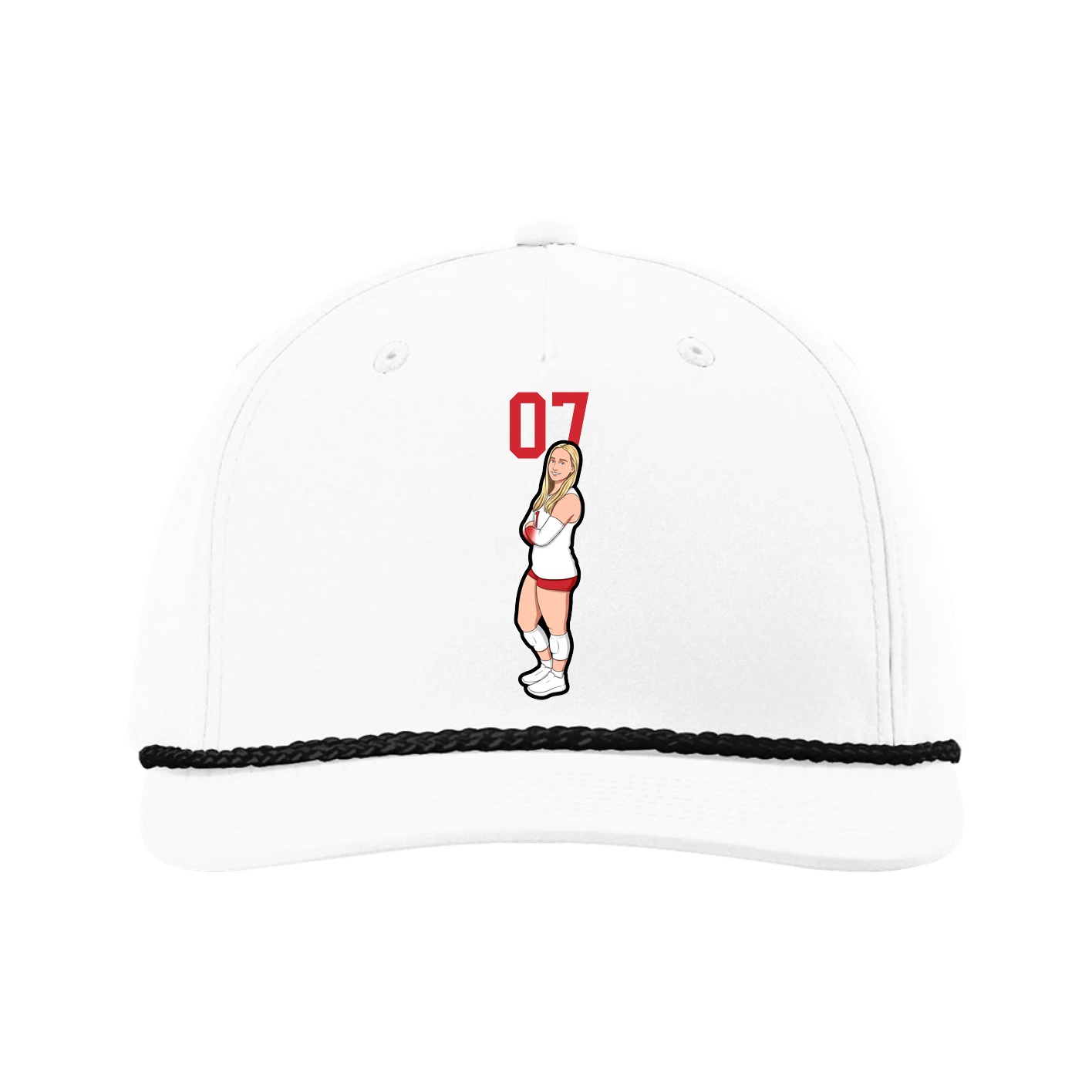 Five-Panel Classic Rope Cap — Number Top in White