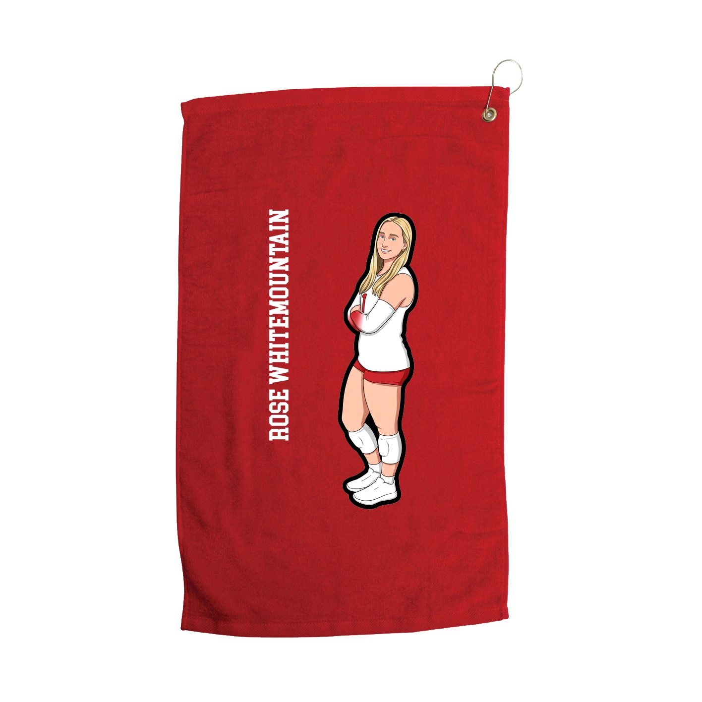Golf Towel — Name Vertical in Red
