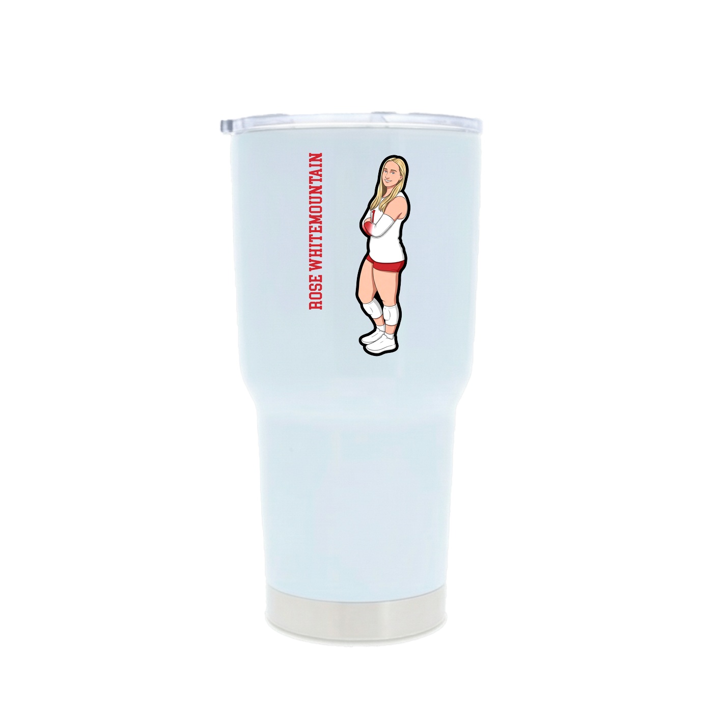 30oz Stainless Steel Tumbler — Name Vertical in White