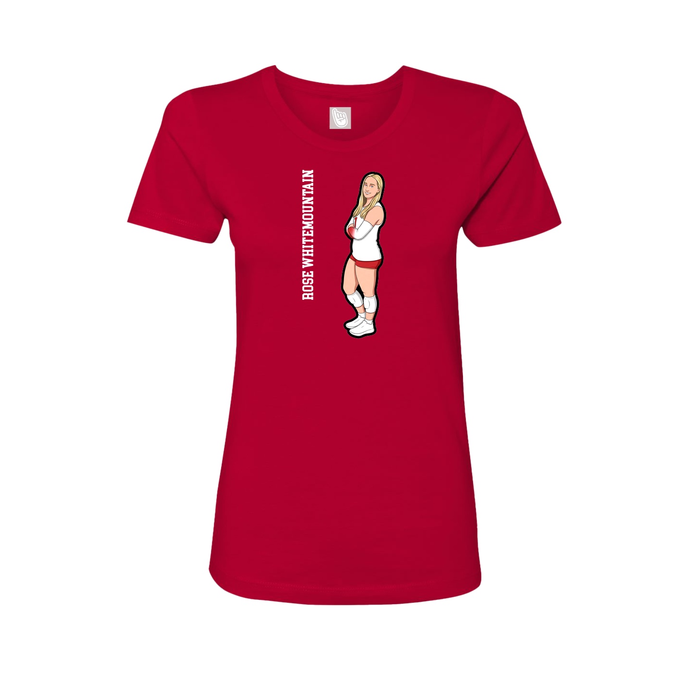 Fitted Women's Tee — Name Vertical in Red