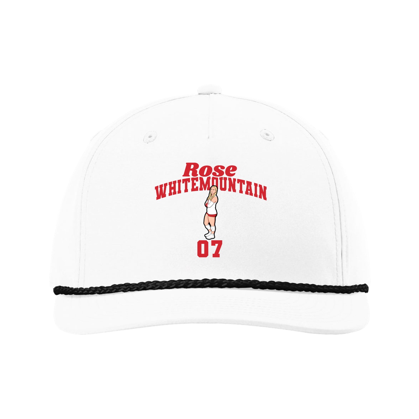 Five-Panel Classic Rope Cap — Signature Arch in White