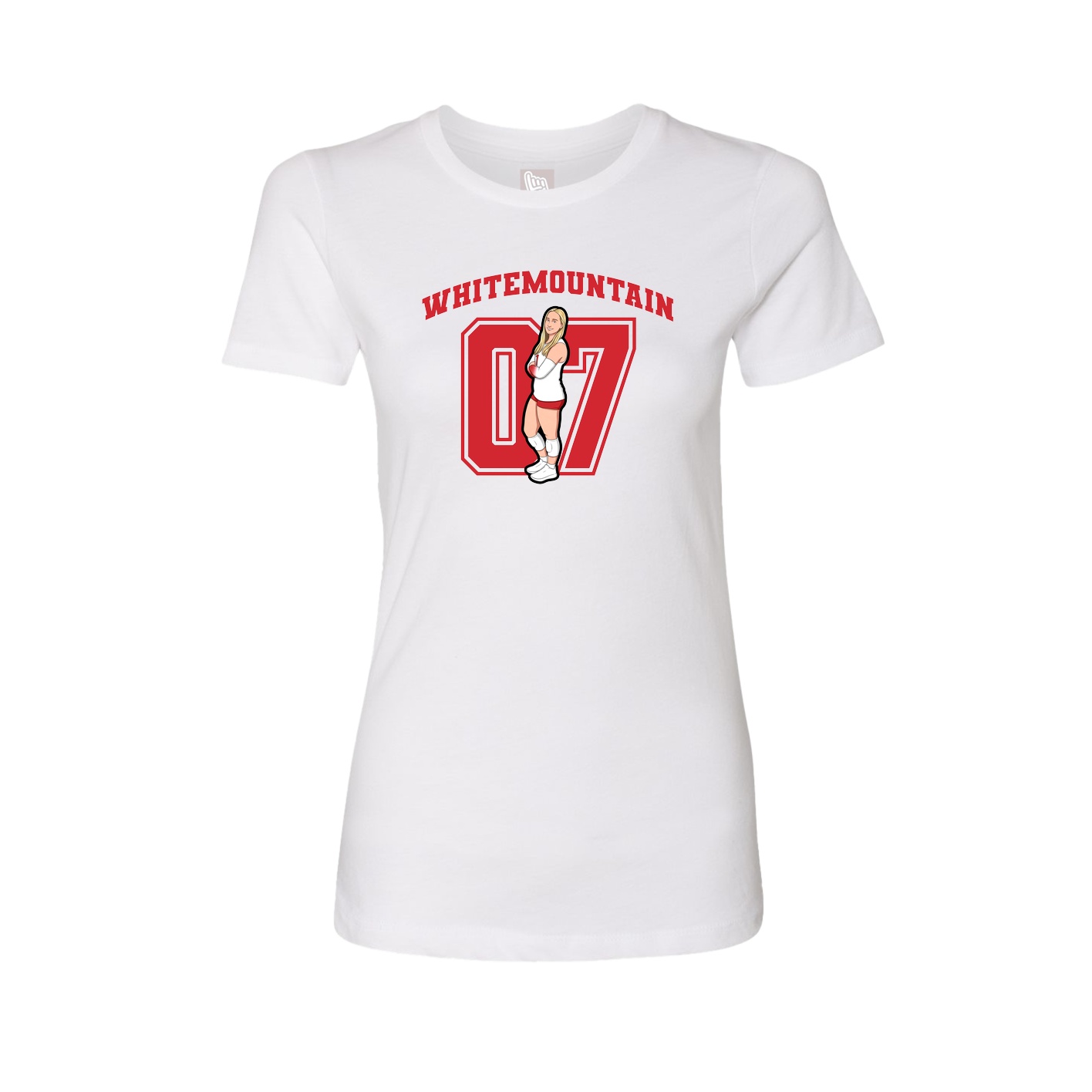 Fitted Women's Tee — Number in White
