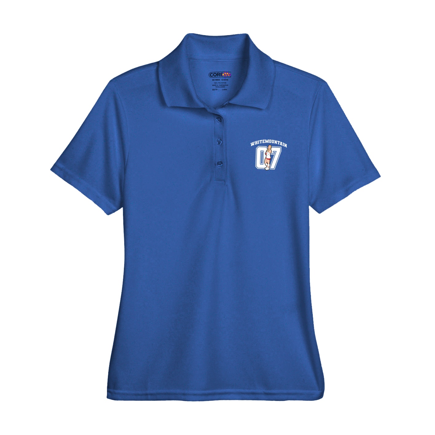 Womens Performance Polo — Number in Royal