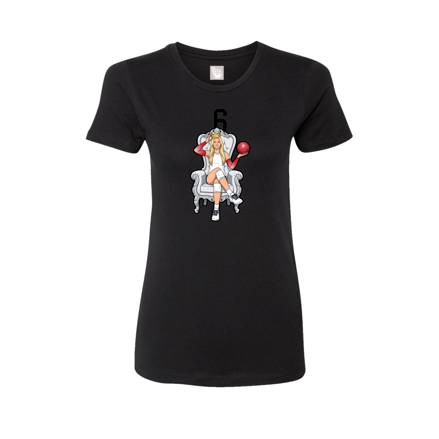 Fitted Women's Tee — Number Top in Black