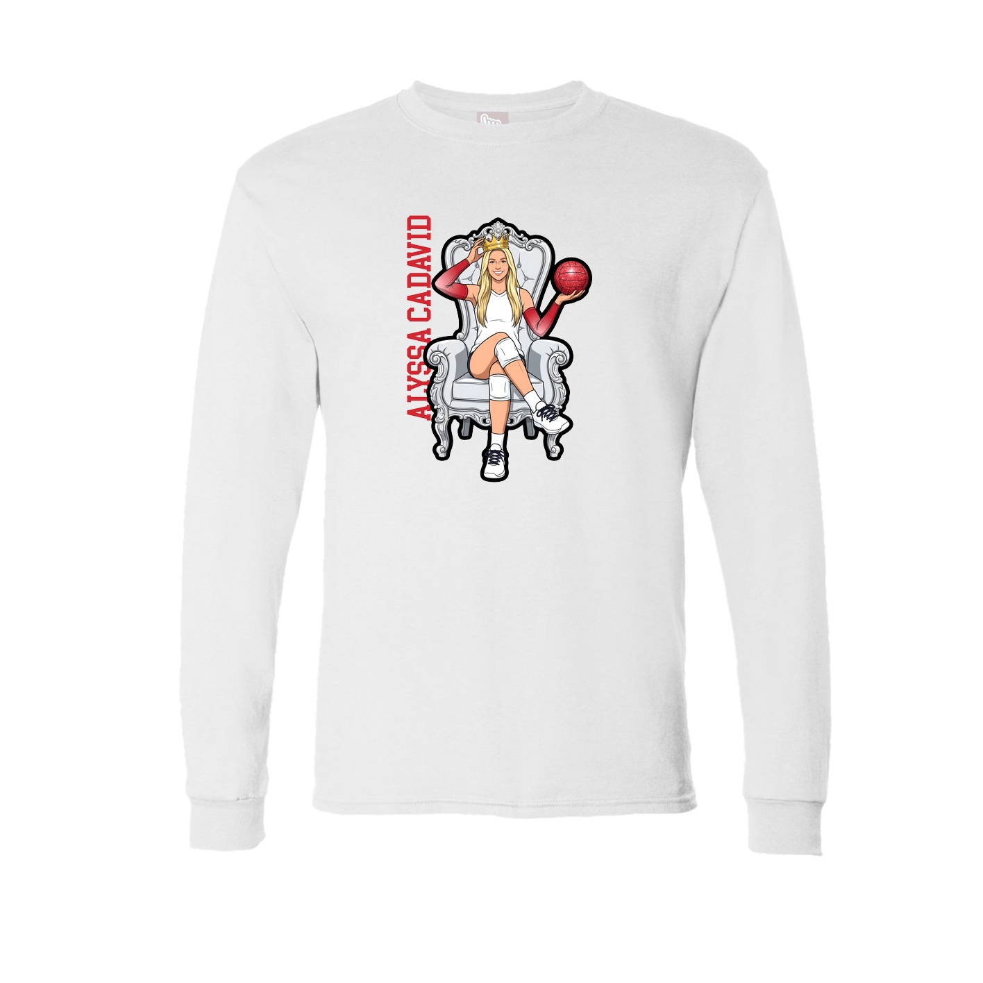Long Sleeve Tee — Name Vertical in White