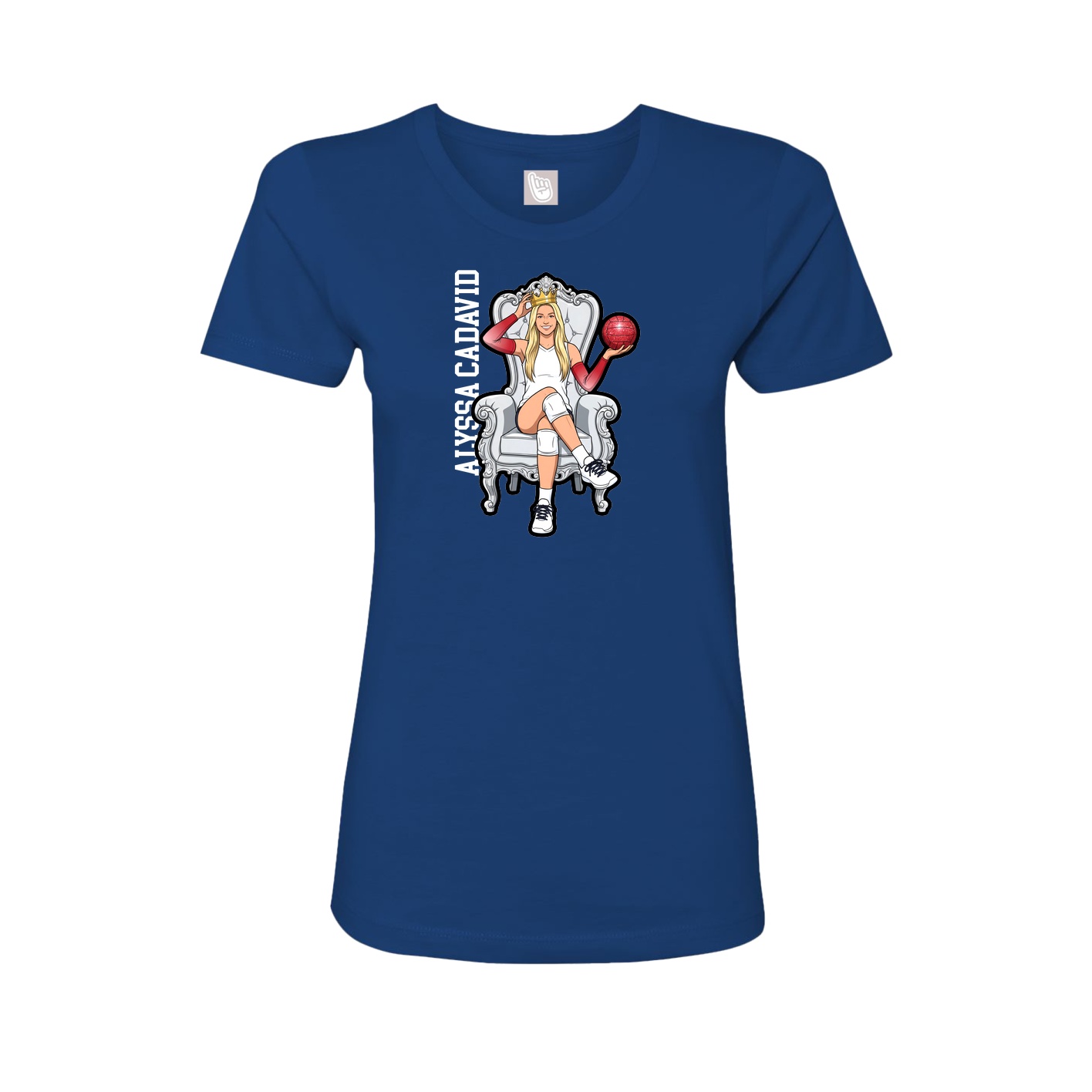 Fitted Women's Tee — Name Vertical in Royal