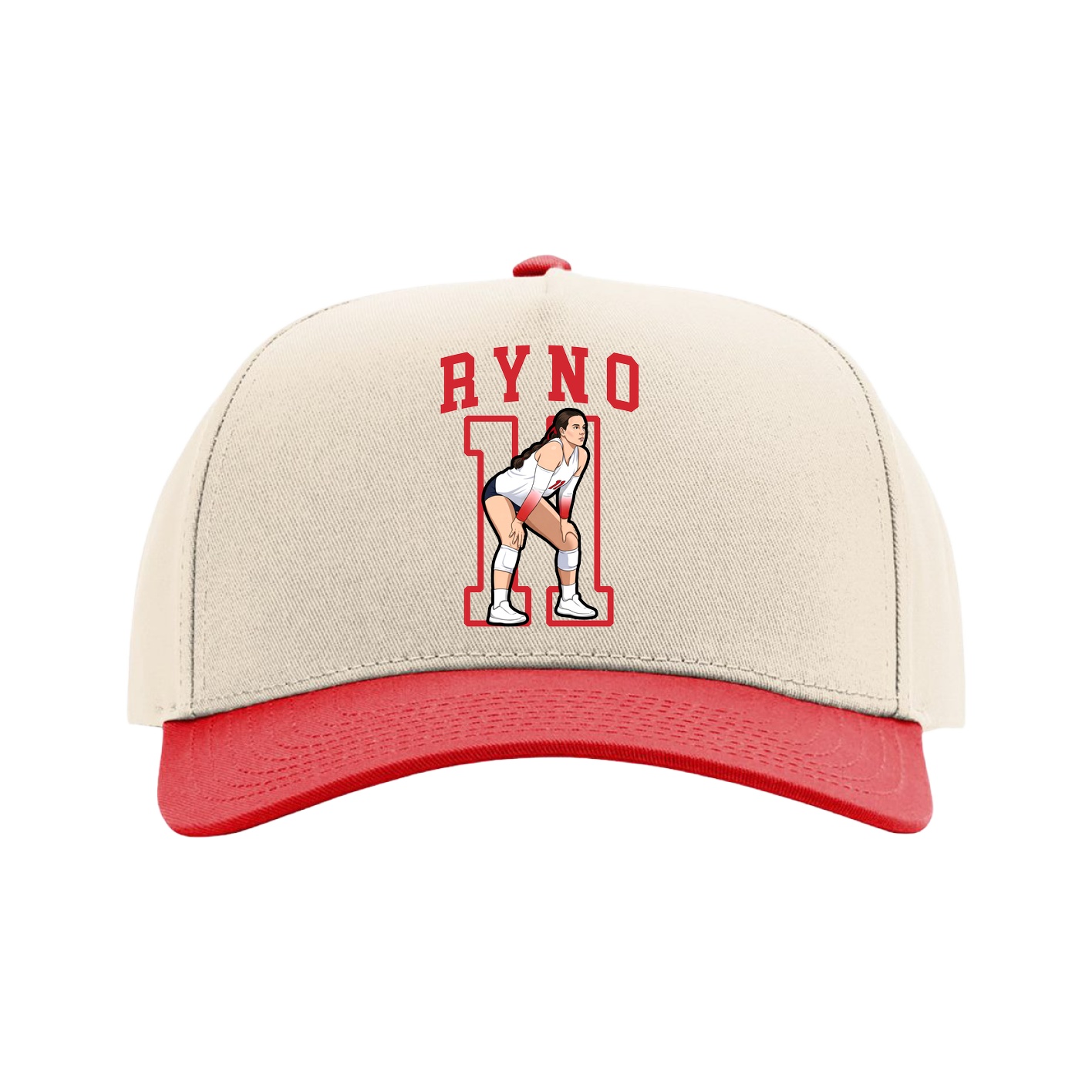 Full Fabric Five-Panel Champ Cap — Shirsey in Cream/Red