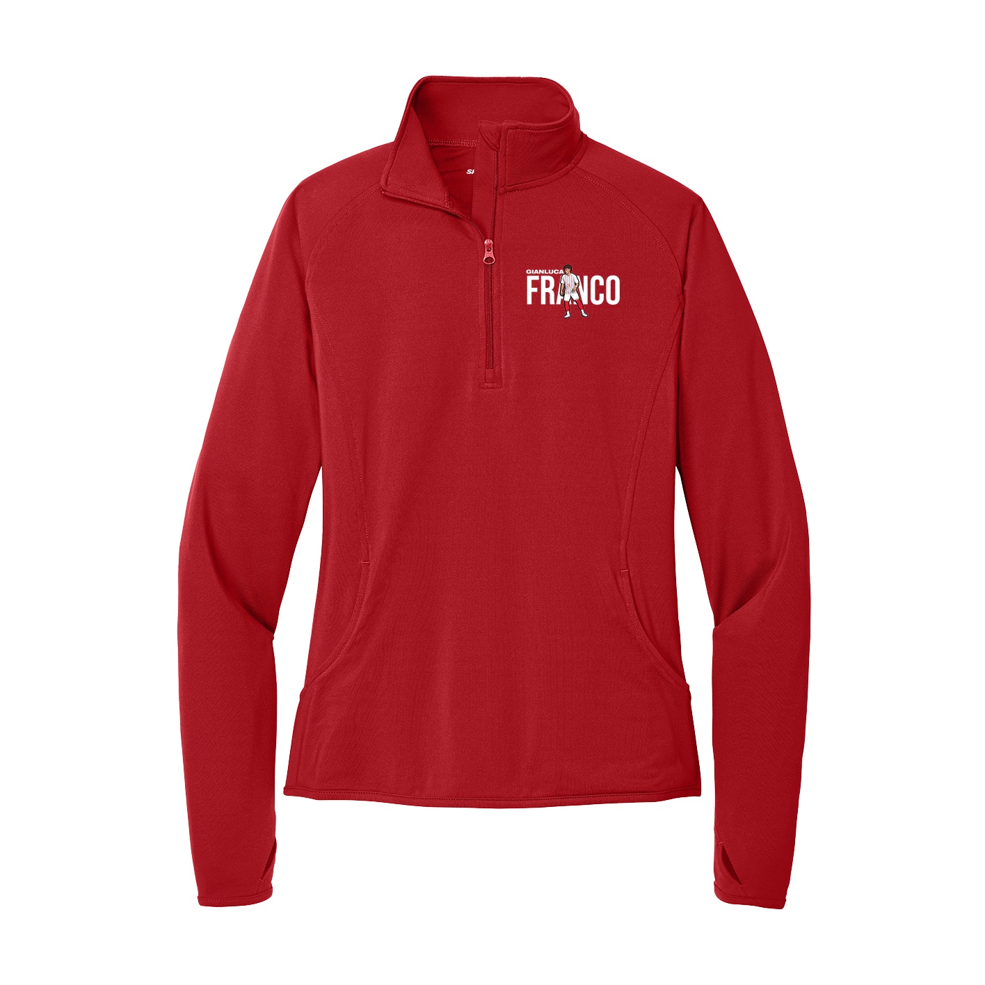 Women's Q-Zip Pullover — Player Name in Red