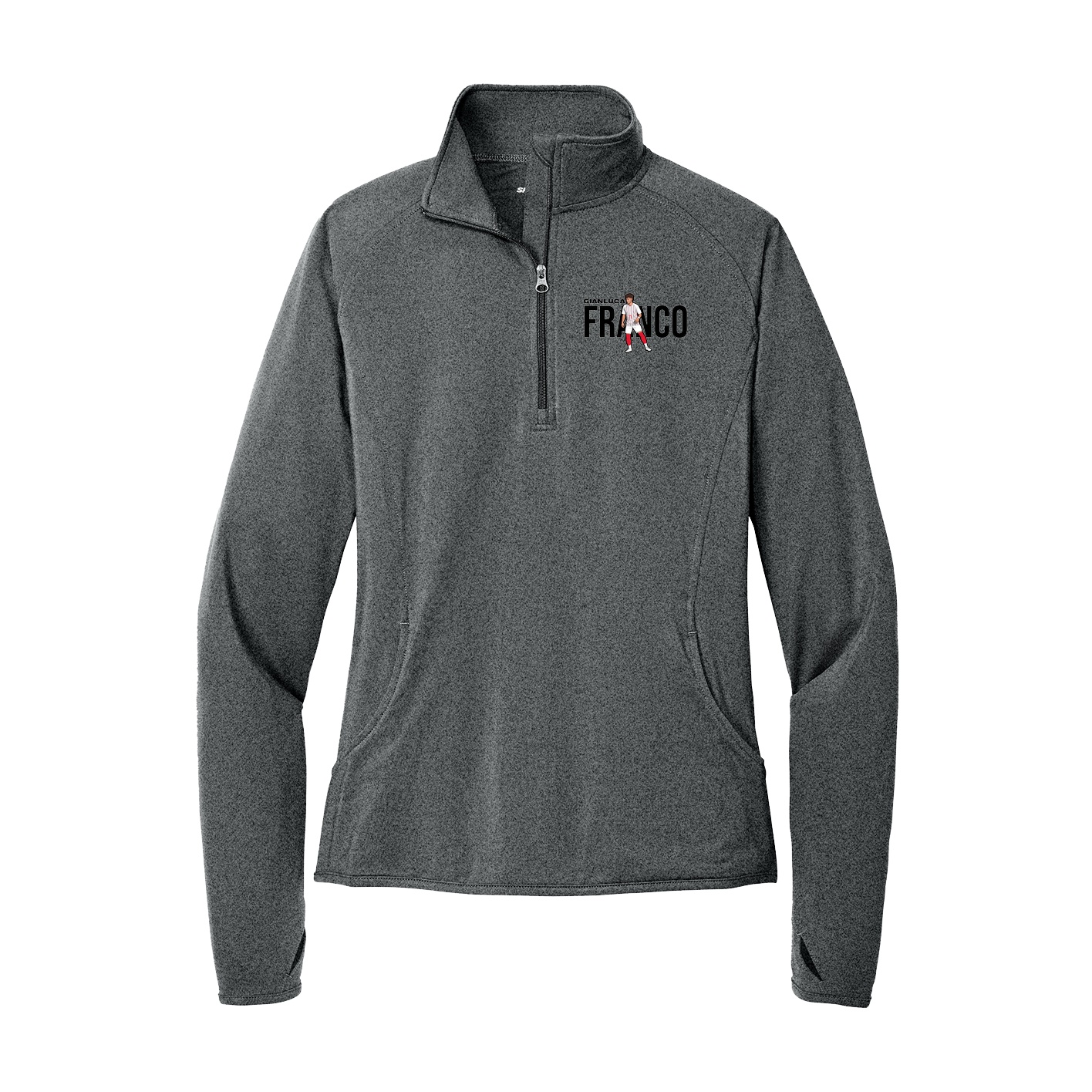 Women's Q-Zip Pullover — Player Name in Grey