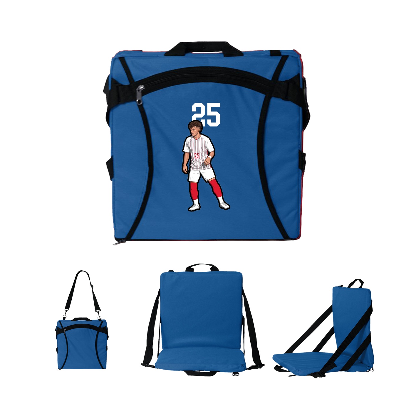 Folding Stadium Seat — Number Top in Royal