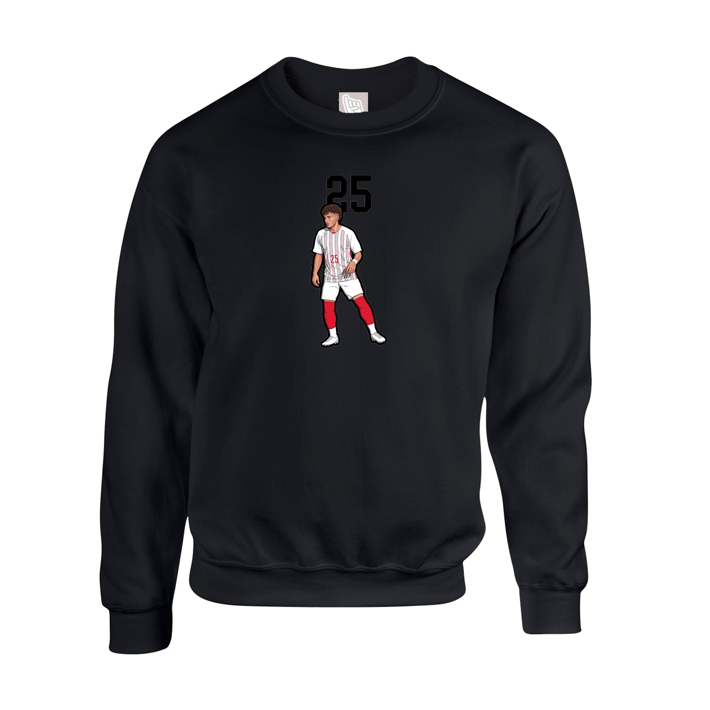 Fleece Crew — Number Top in Black
