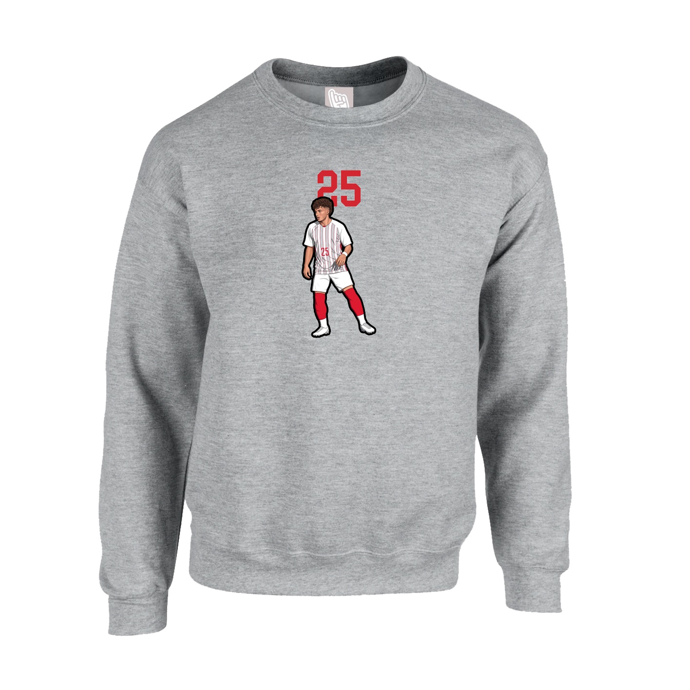 Fleece Crew — Number Top in Grey