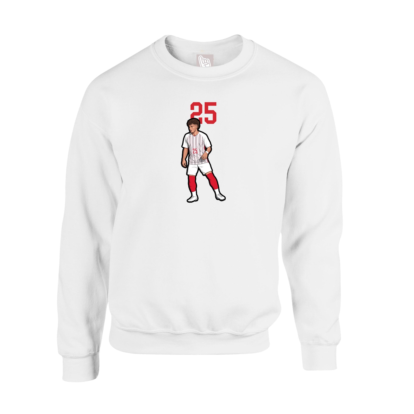 Fleece Crew — Number Top in White