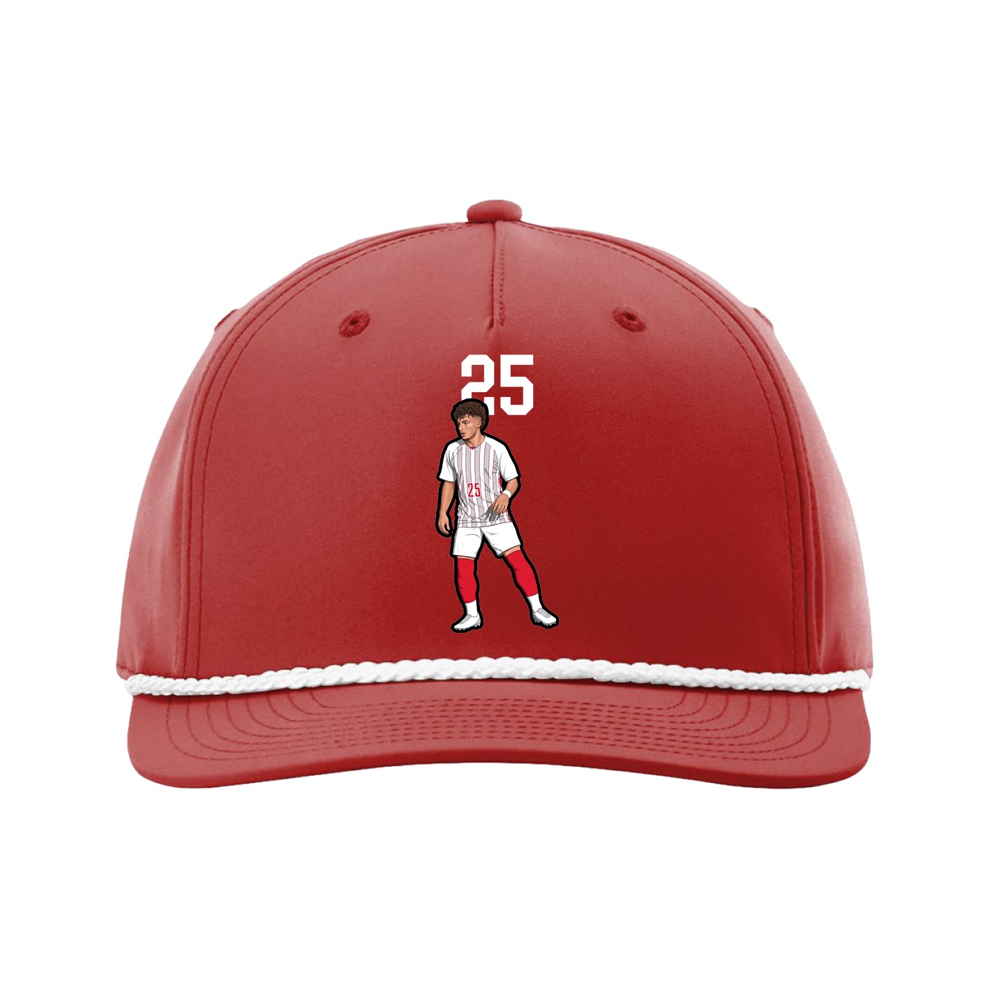 Five-Panel Classic Rope Cap — Number Top in Red