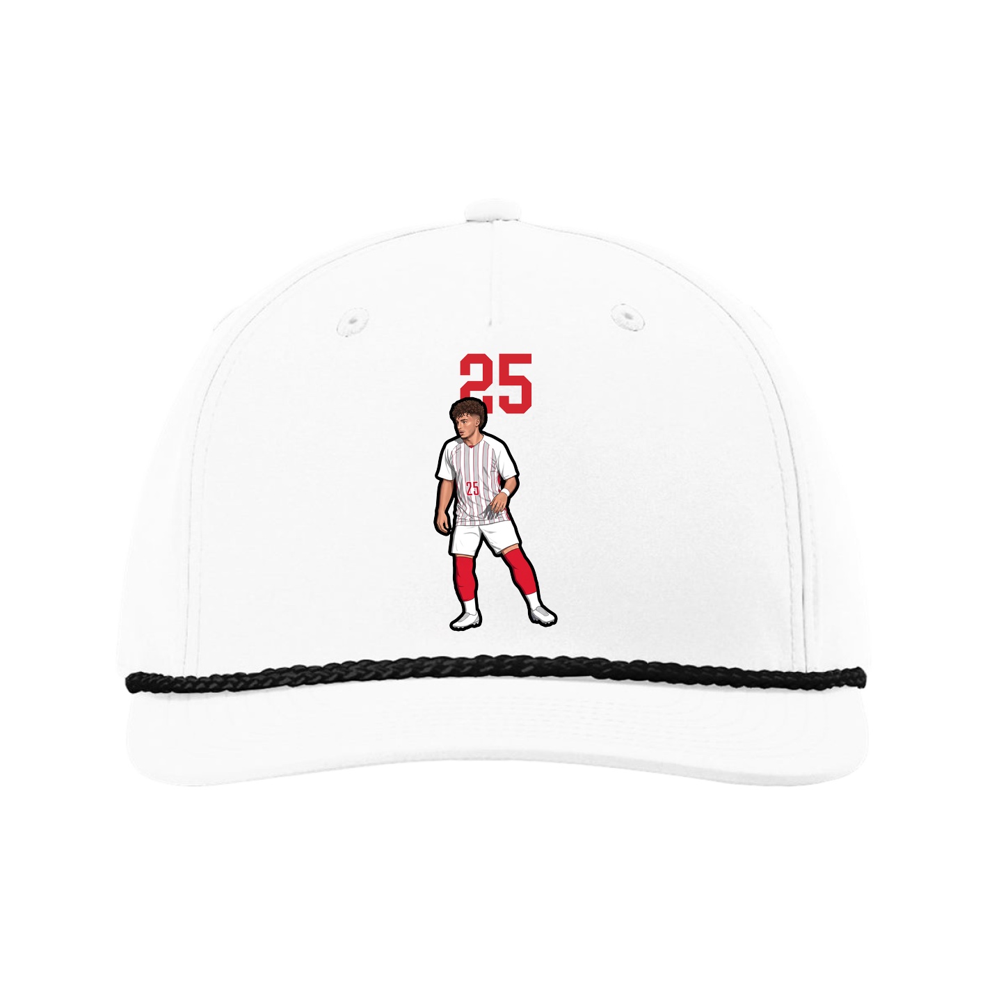 Five-Panel Classic Rope Cap — Number Top in White