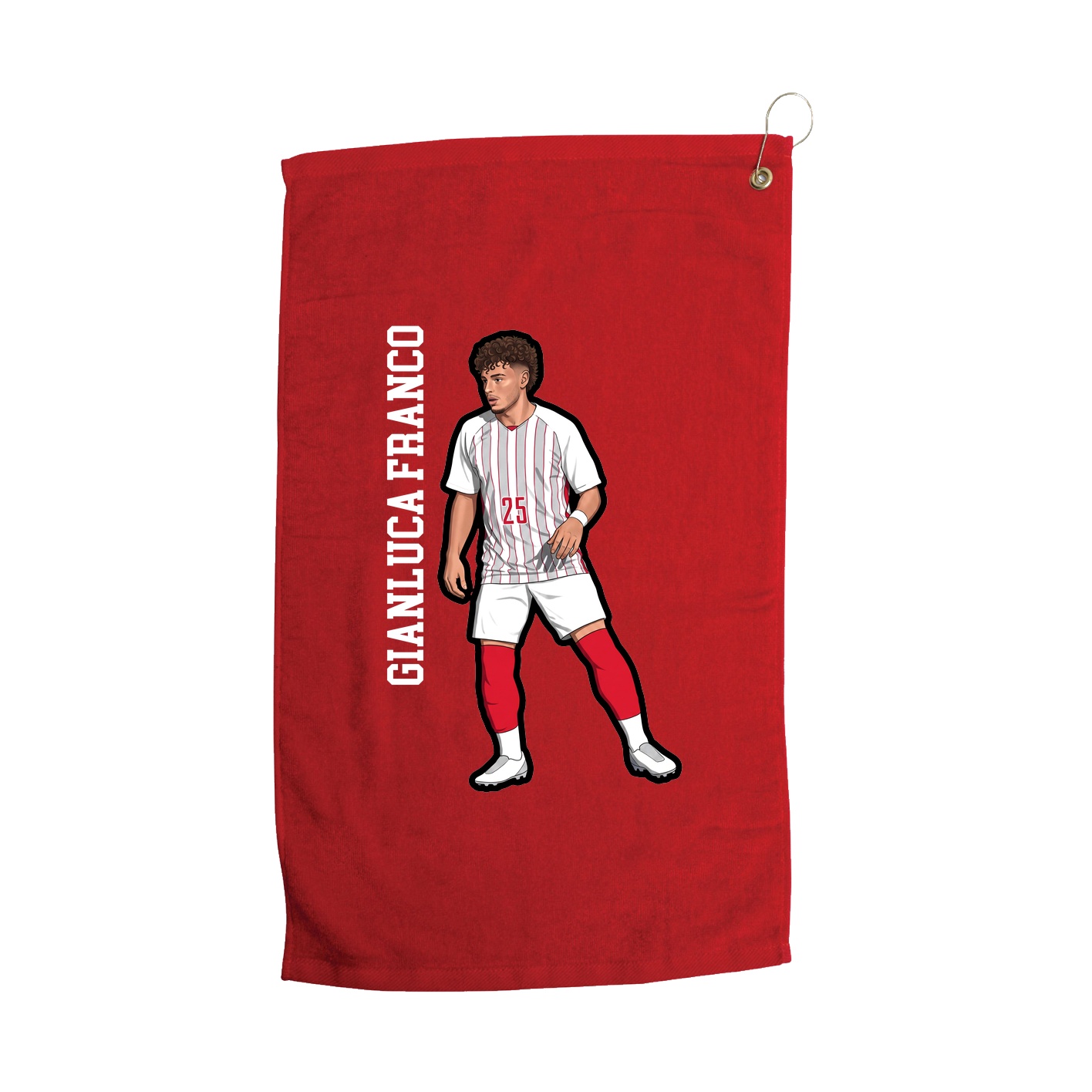 Golf Towel — Name Vertical in Red