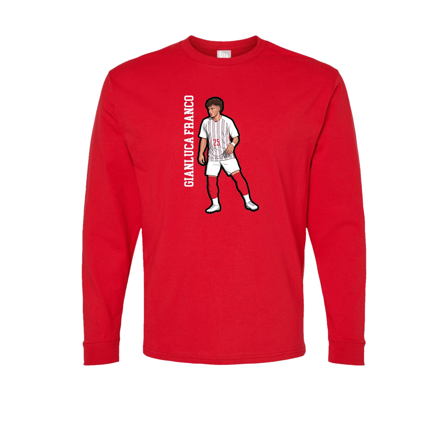 Long Sleeve Tee — Name Vertical in Red