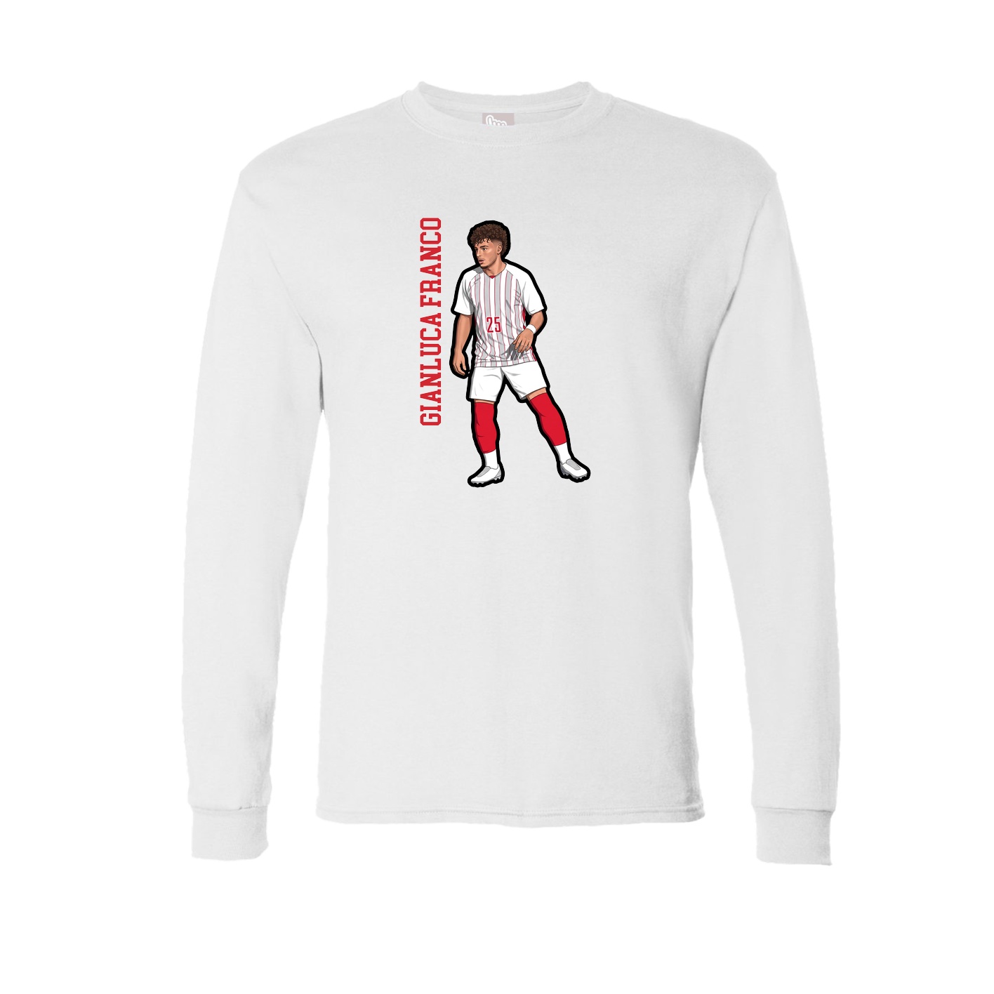 Long Sleeve Tee — Name Vertical in White