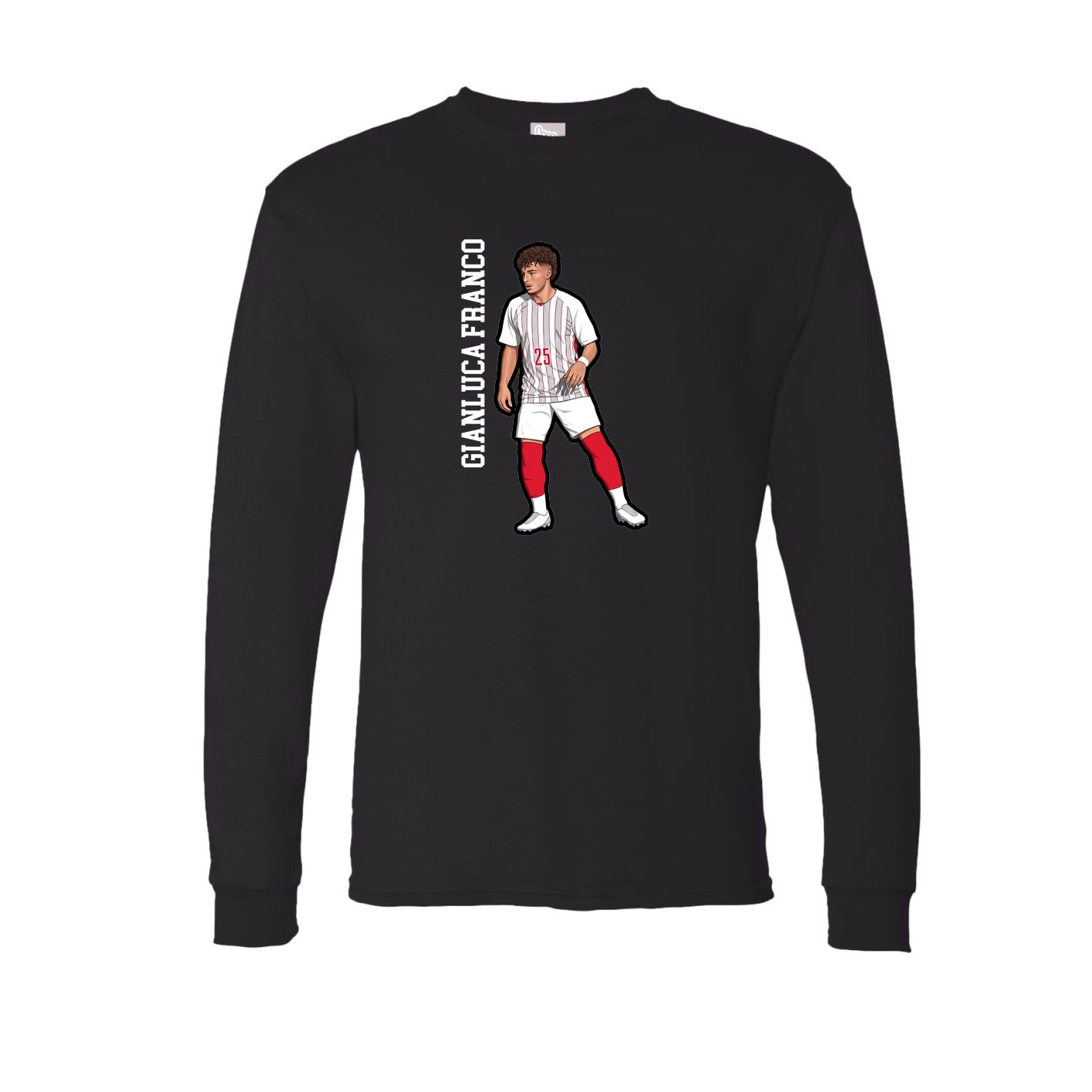 Long Sleeve Tee — Name Vertical in Black