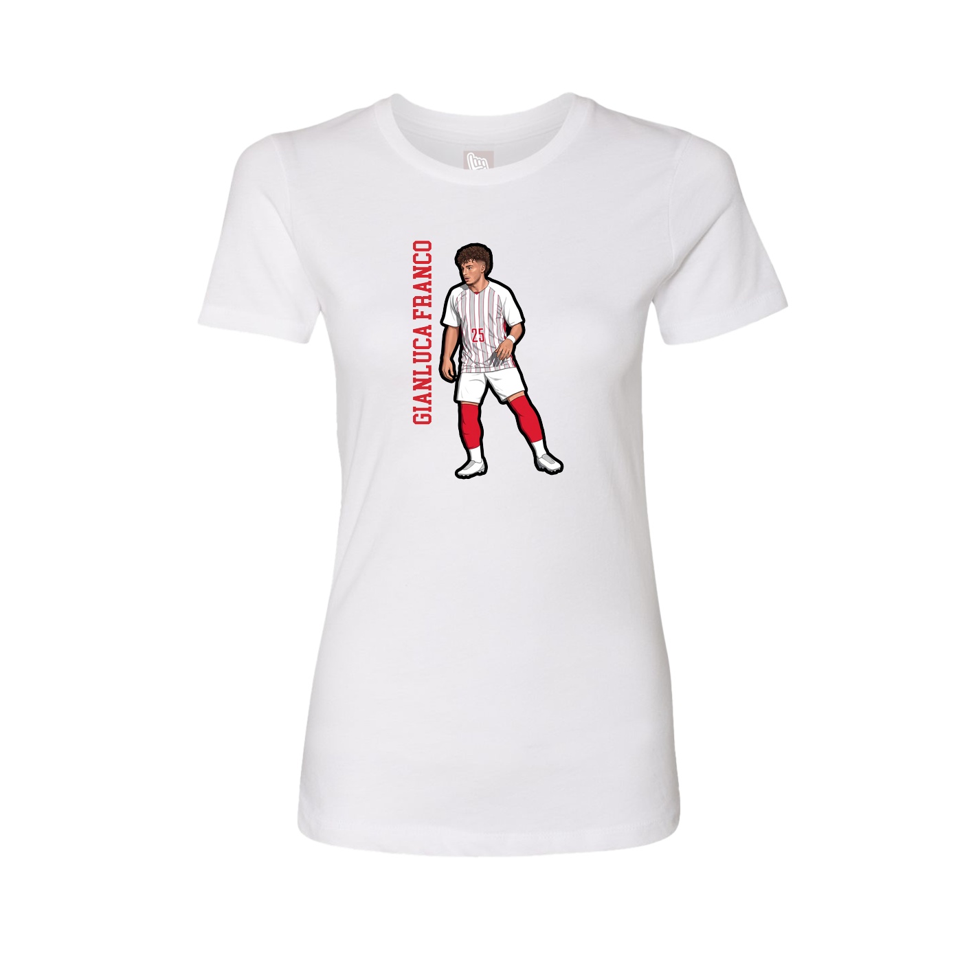 Womens Tee — Name Vertical in White