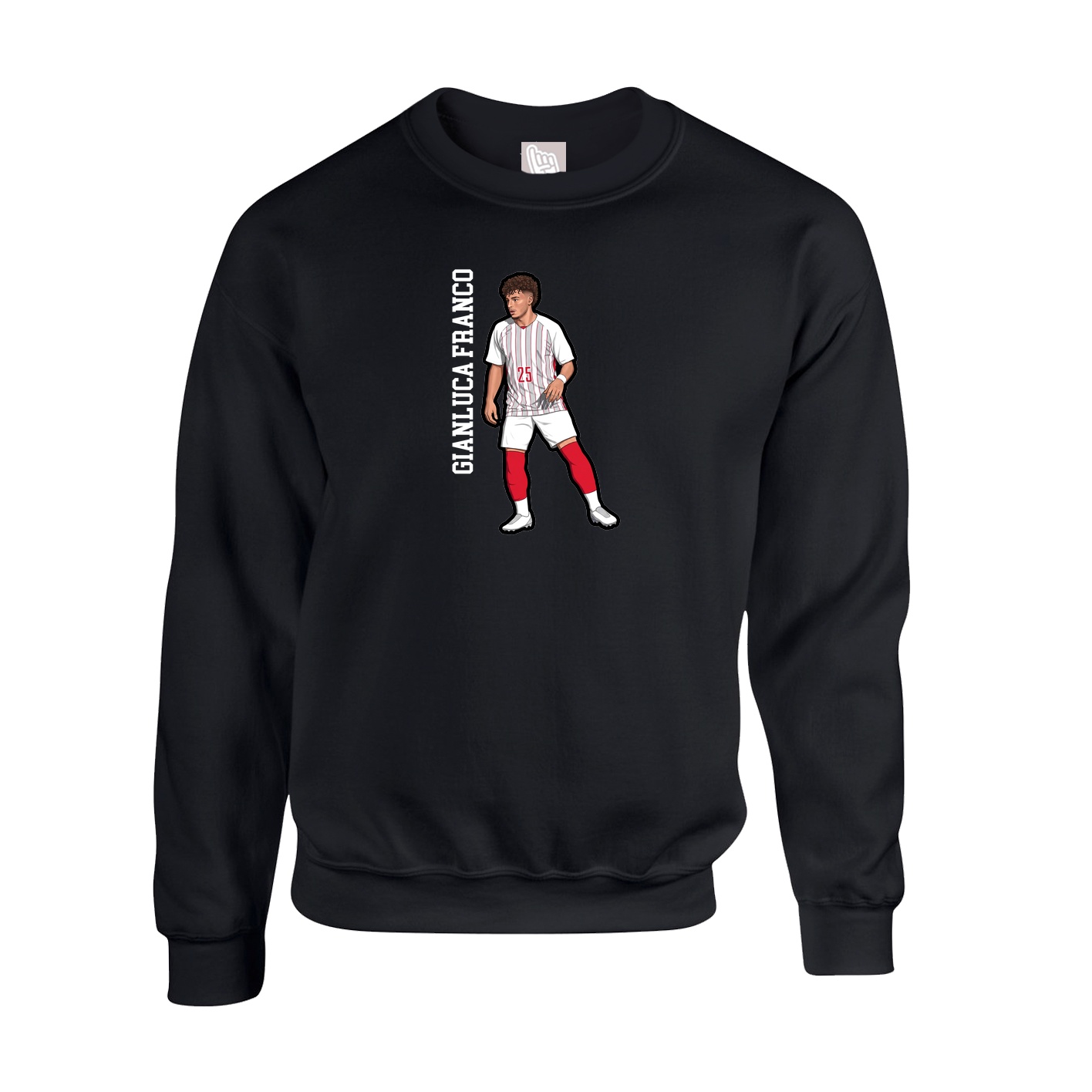 Fleece Crew — Name Vertical in Black