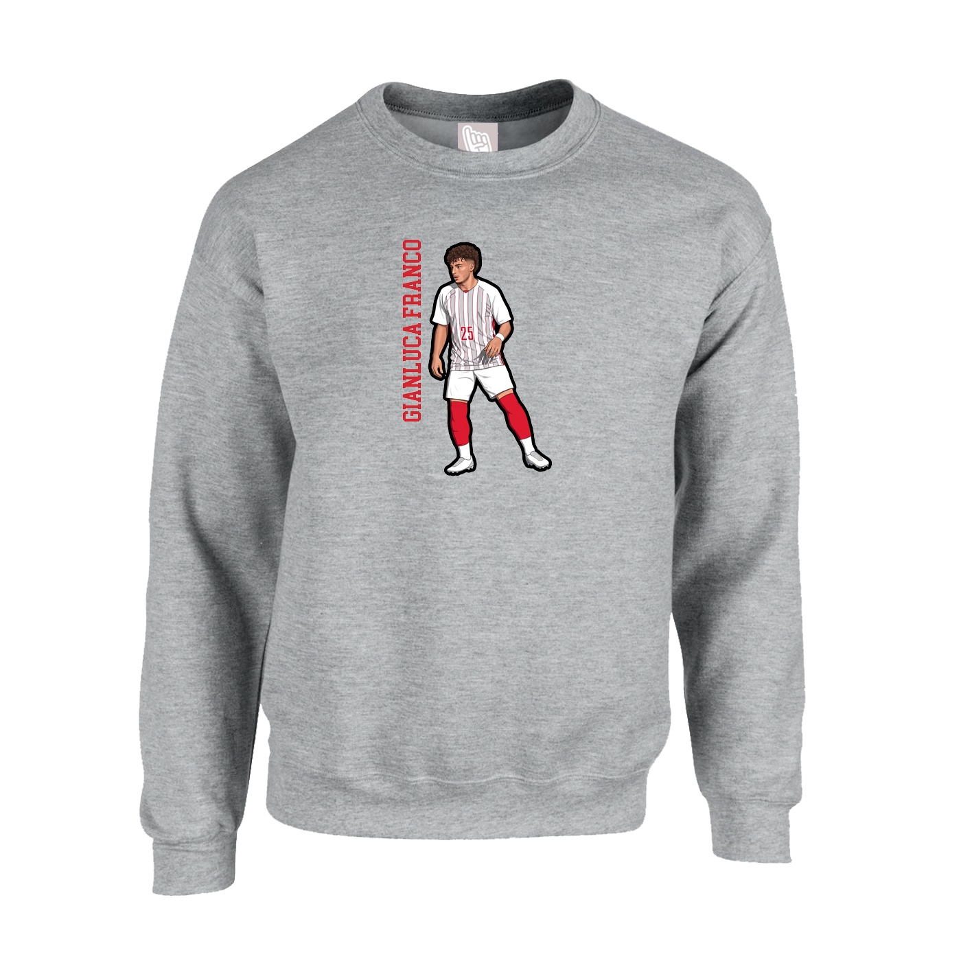 Fleece Crew — Name Vertical in Grey