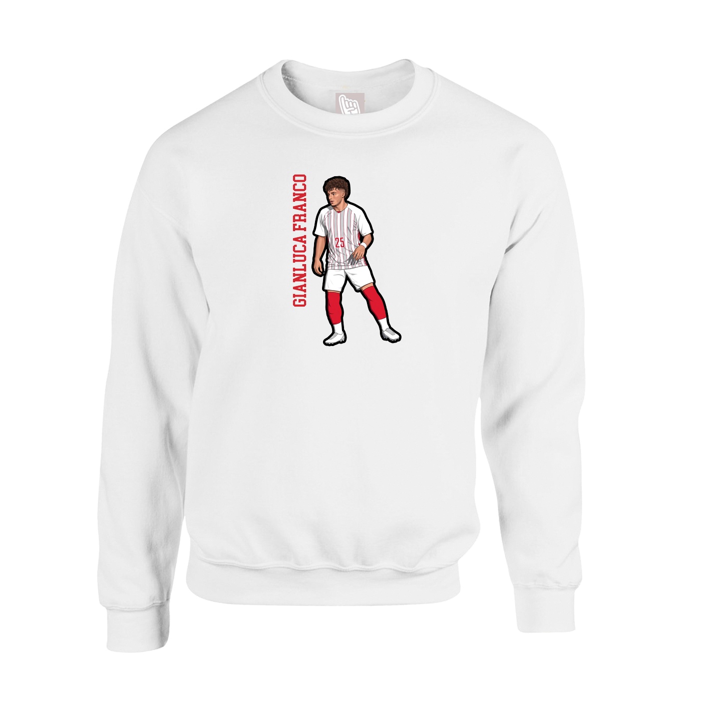 Fleece Crew — Name Vertical in White