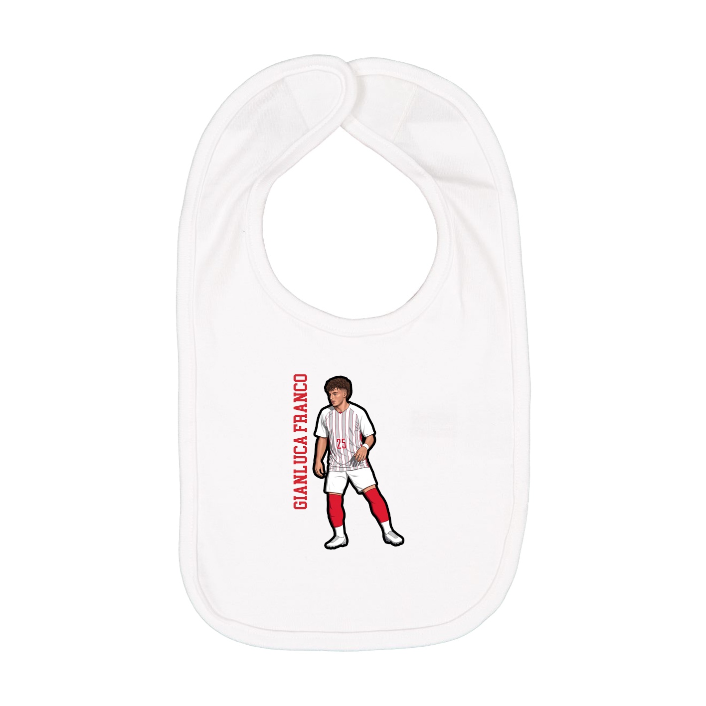 Infant Bib — Name Vertical in White