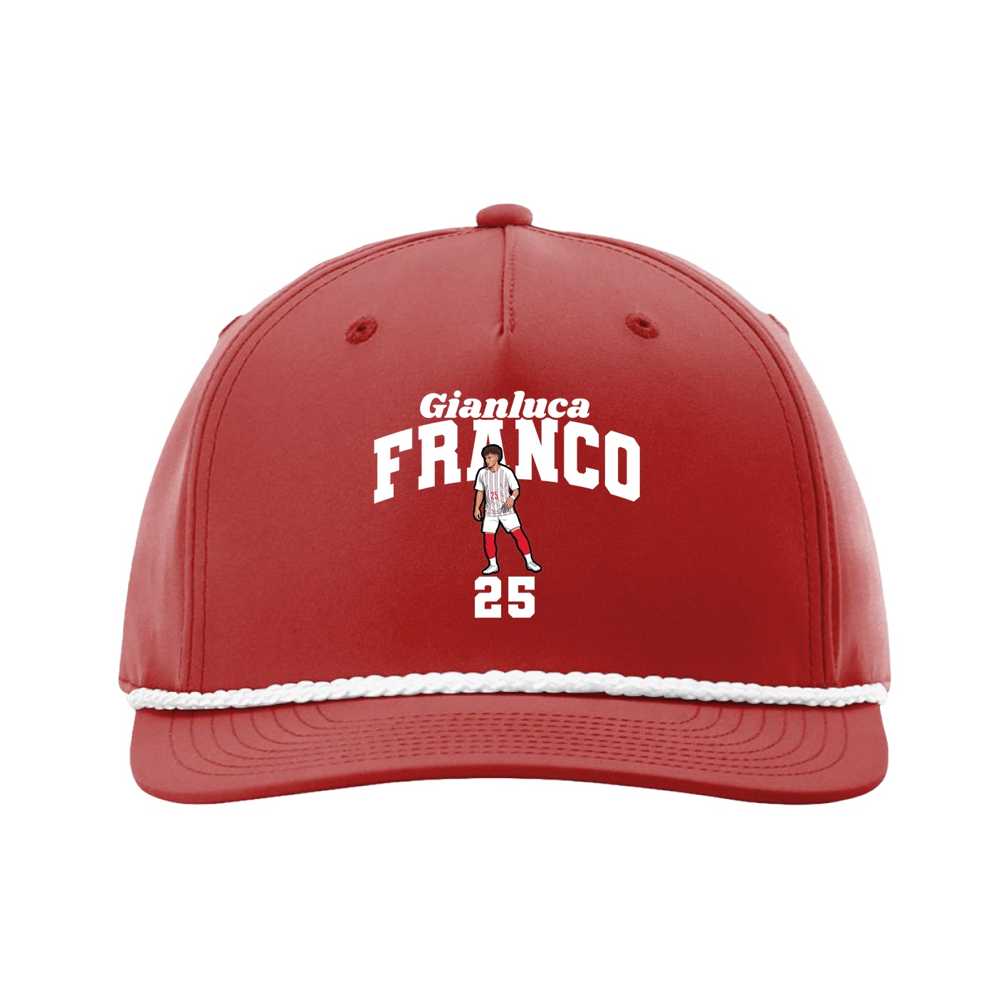 Five-Panel Classic Rope Cap — Signature Arch in Red