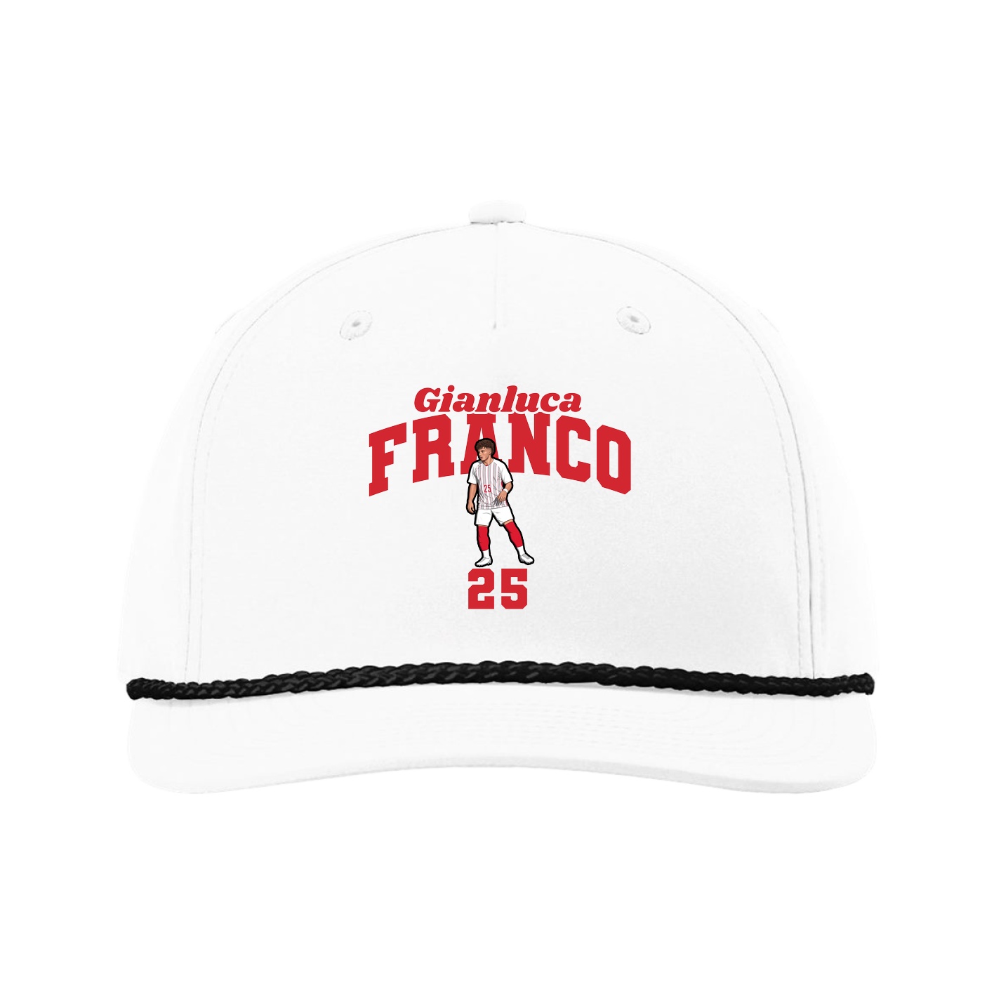 Five-Panel Classic Rope Cap — Signature Arch in White
