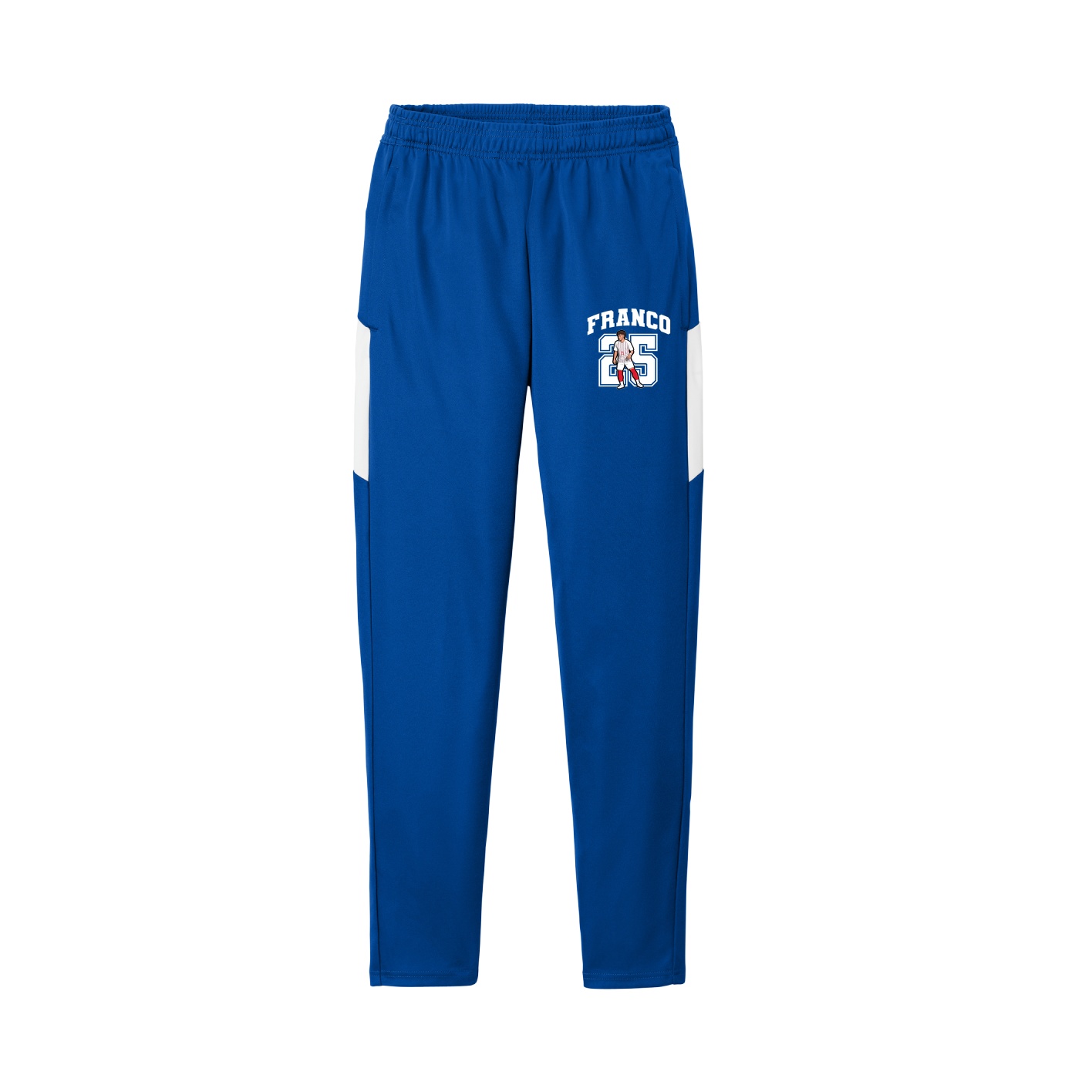 Team Travel Pant — Number in Royal/White