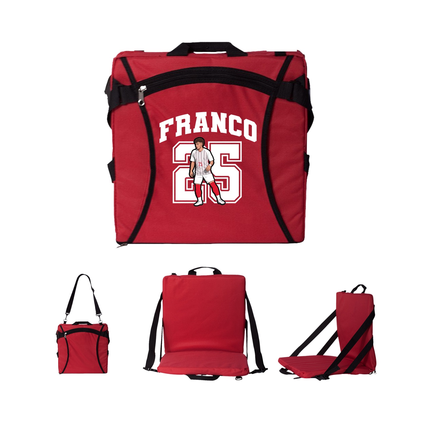 Folding Stadium Seat — Number in Red