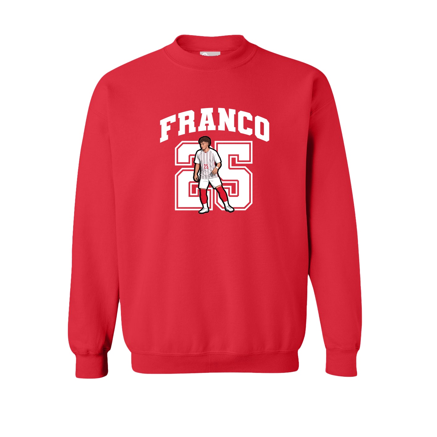 Fleece Crew — Number in Red