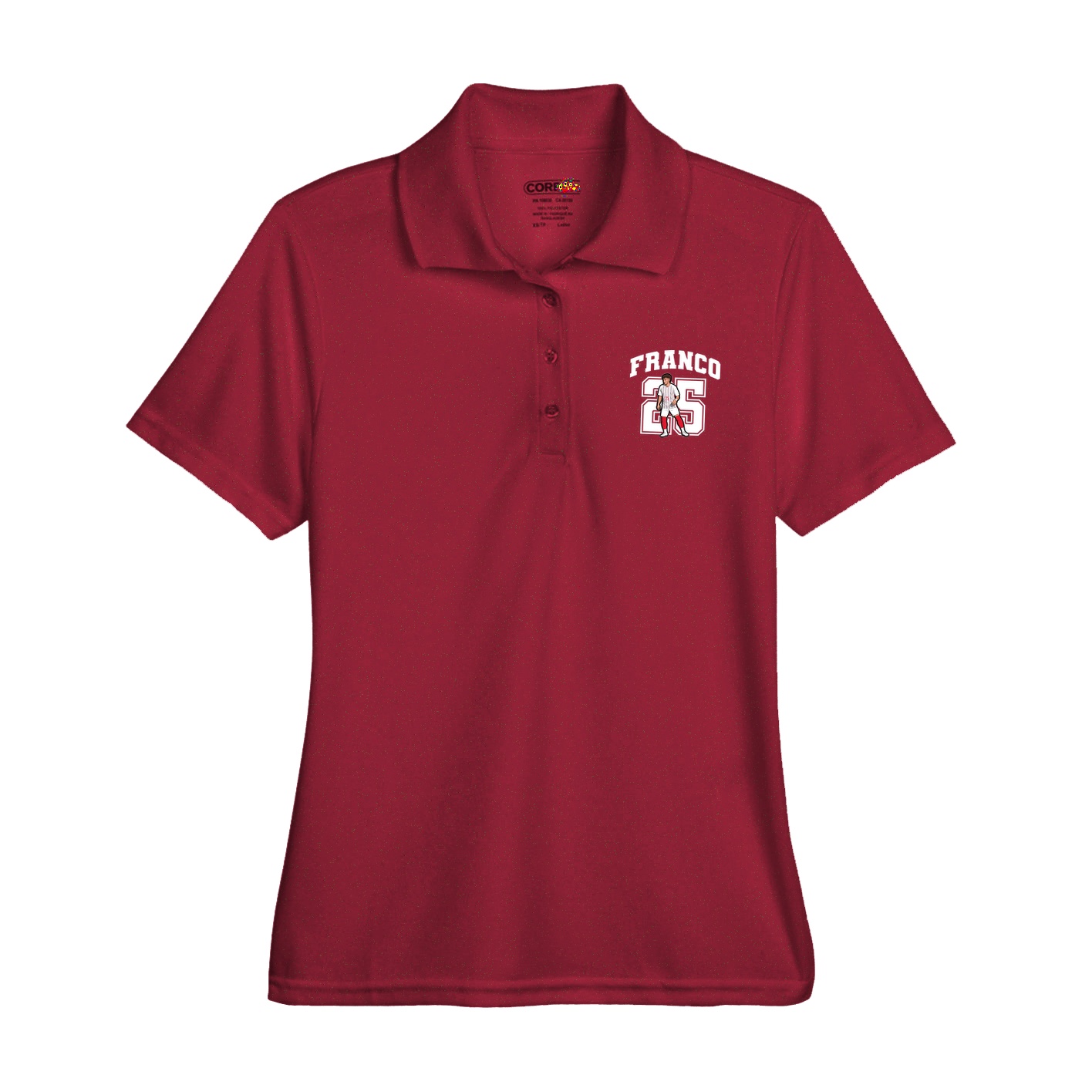 Womens Performance Polo — Number in Red