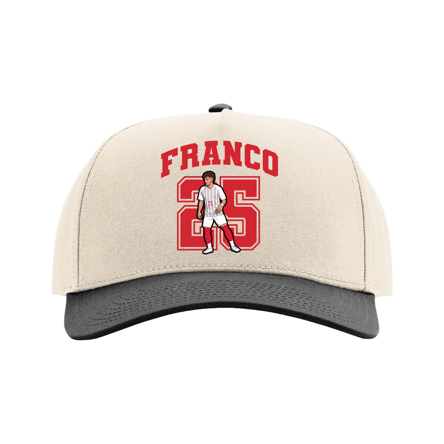 Full Fabric Five-Panel Champ Cap — Number in Cream/Black