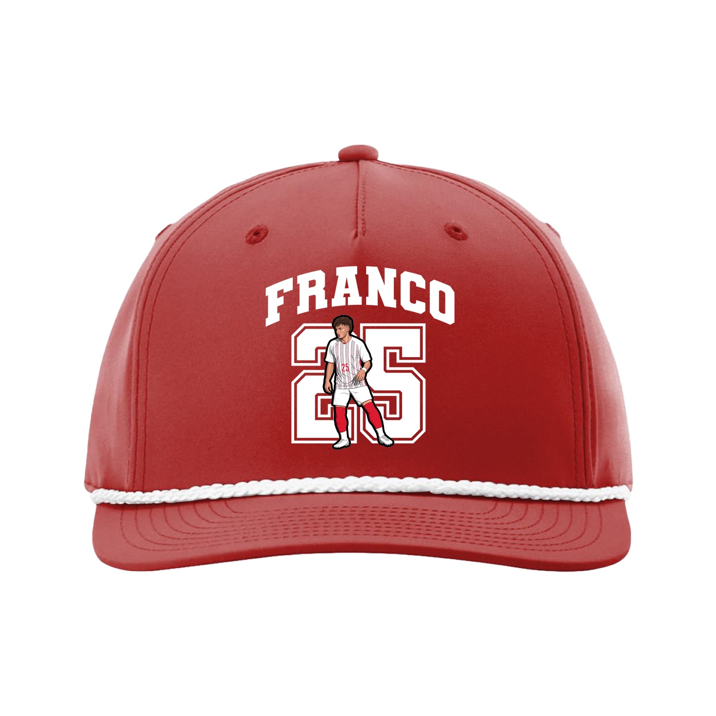 Five-Panel Classic Rope Cap — Number in Red